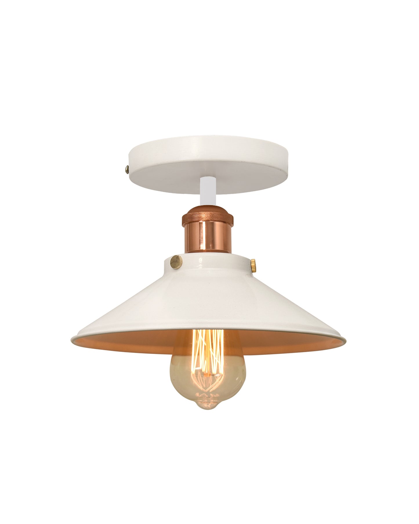 Modern Farmhouse Semi Flush Mount Ceiling Light Black Hallway Light Fixture Ceiling Hung, Antique Golden, Black Cone Shade