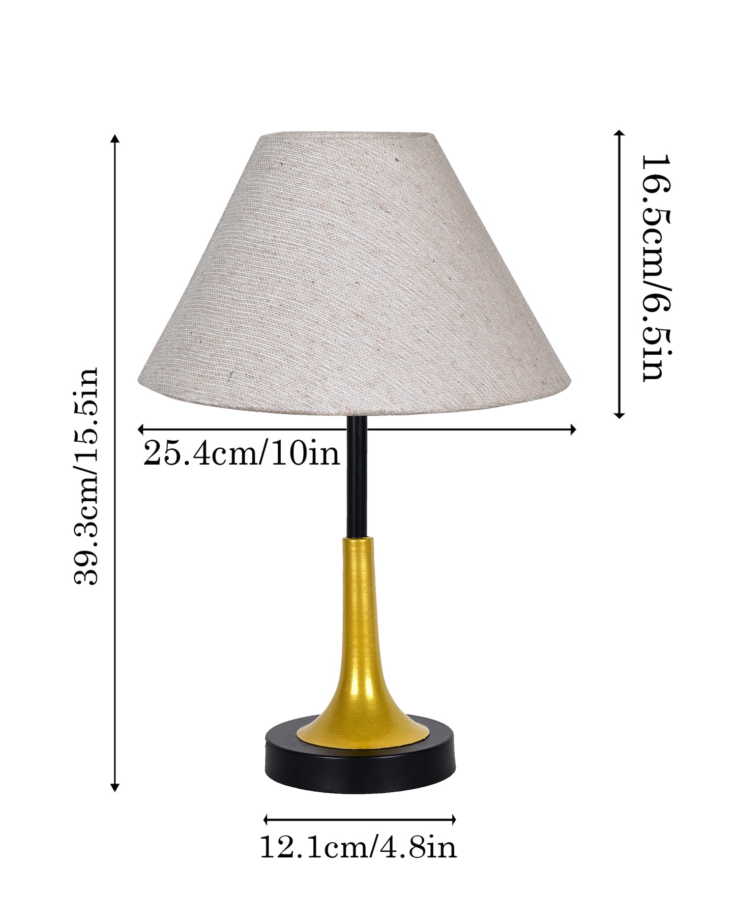 Rustic Farmhouse Metal Table Lamp Fabric Shade for Bedroom Living Room House Home Bedside Nightstand Office Family, Dual Color Trumpet Bell, Jute Cone