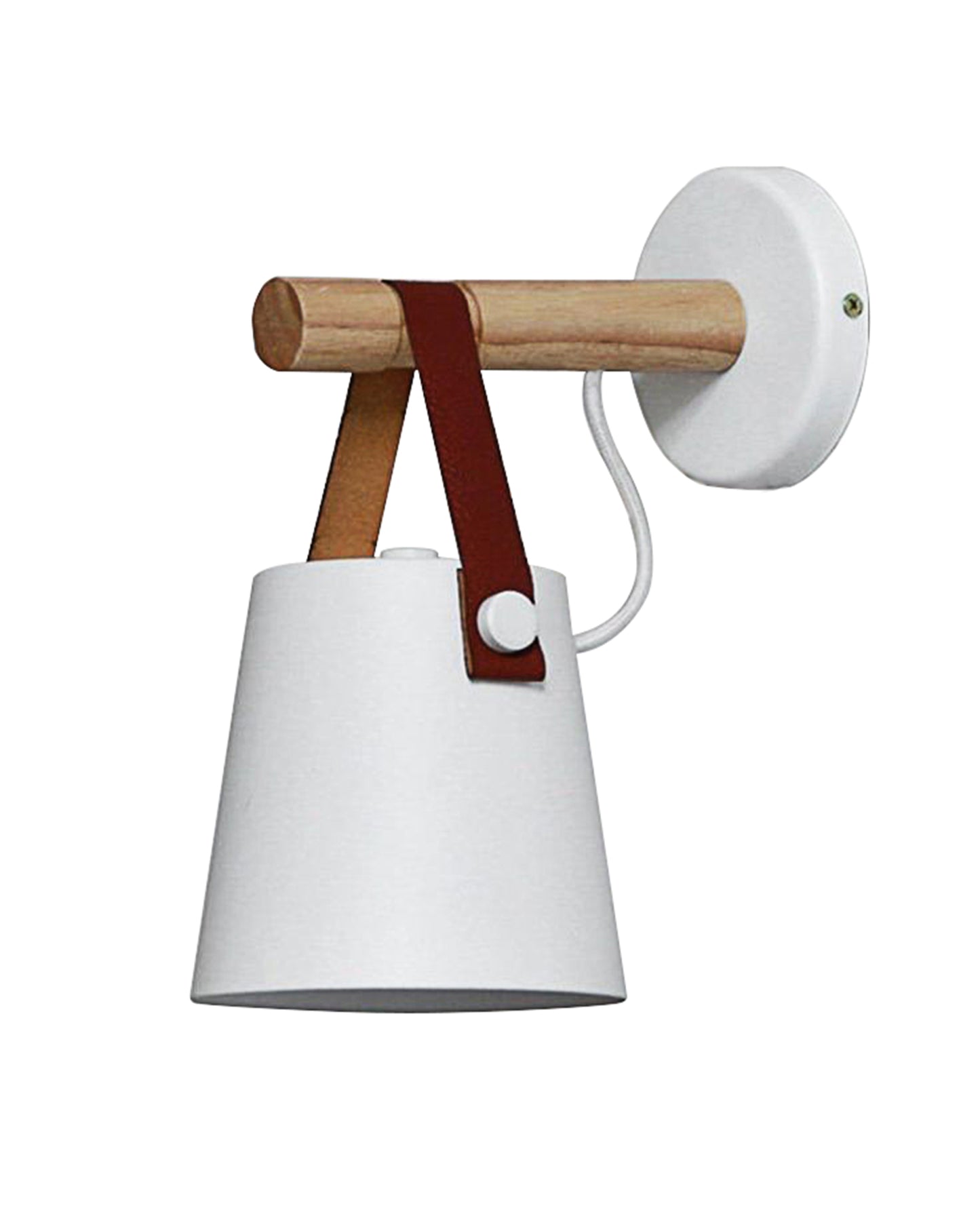 Nordic Wall Sconce Lamp Wooden Lighting Fixture E27 Metal Lampshade Leather Belt Decorative Wall Light for Home Bedroom Bedside Aisle Restaurant, Black