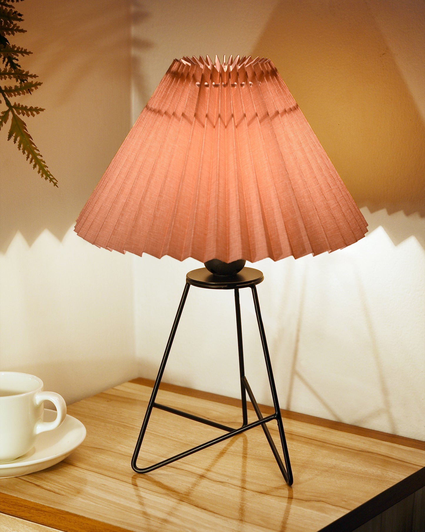 Retro Matt Black Down to the Wire Metal Table Lamp with Fabric Shade, Bedside Lamp Gift Housewarming Home Living Room, Iris Cone Shade