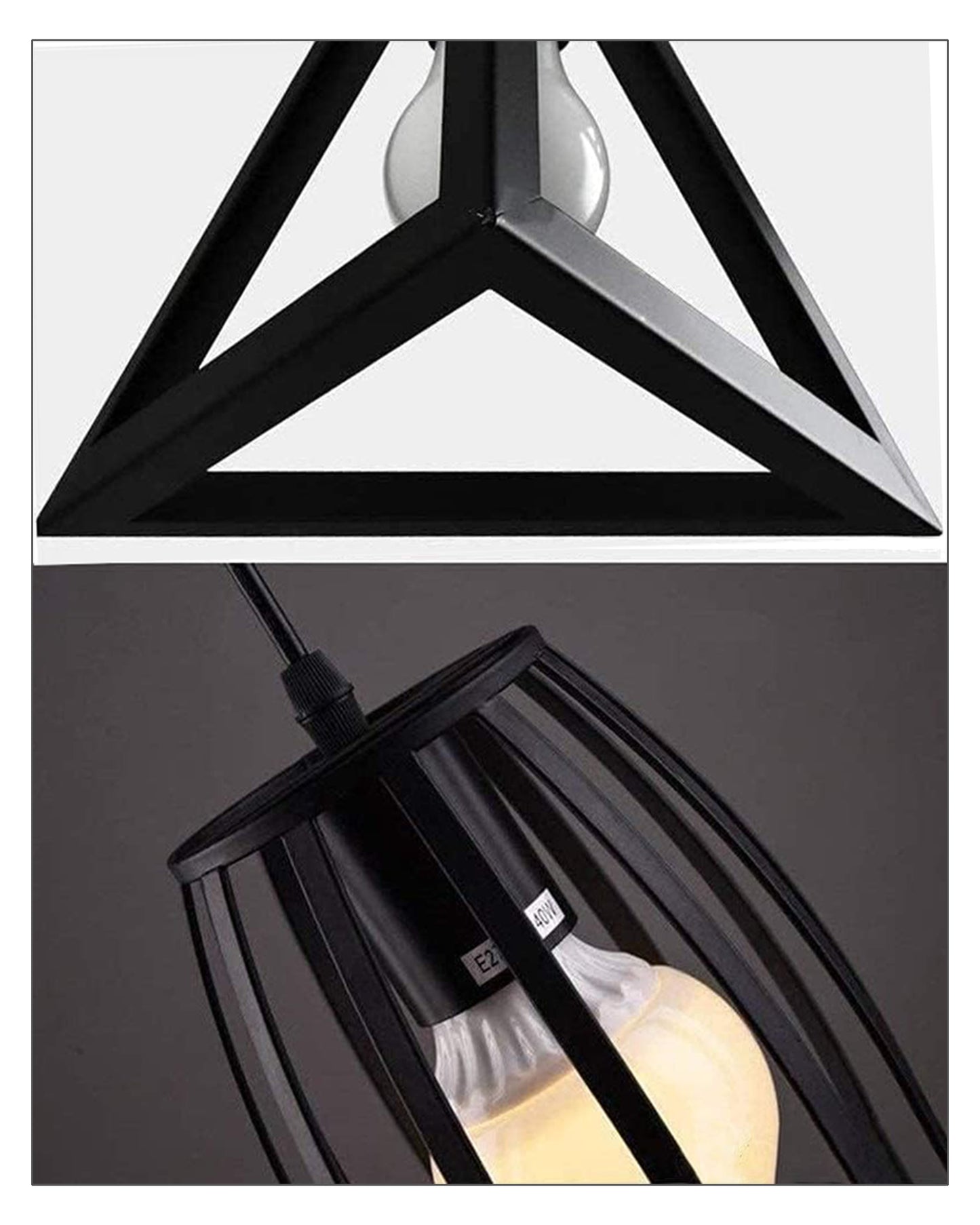 Chandelier Pendant Light, Retro Industrial Style Nordic Iron Hanging Ceiling Creative Bar Counter Decoration Restaurant Black Lighting, Cube, Triangle, Oval