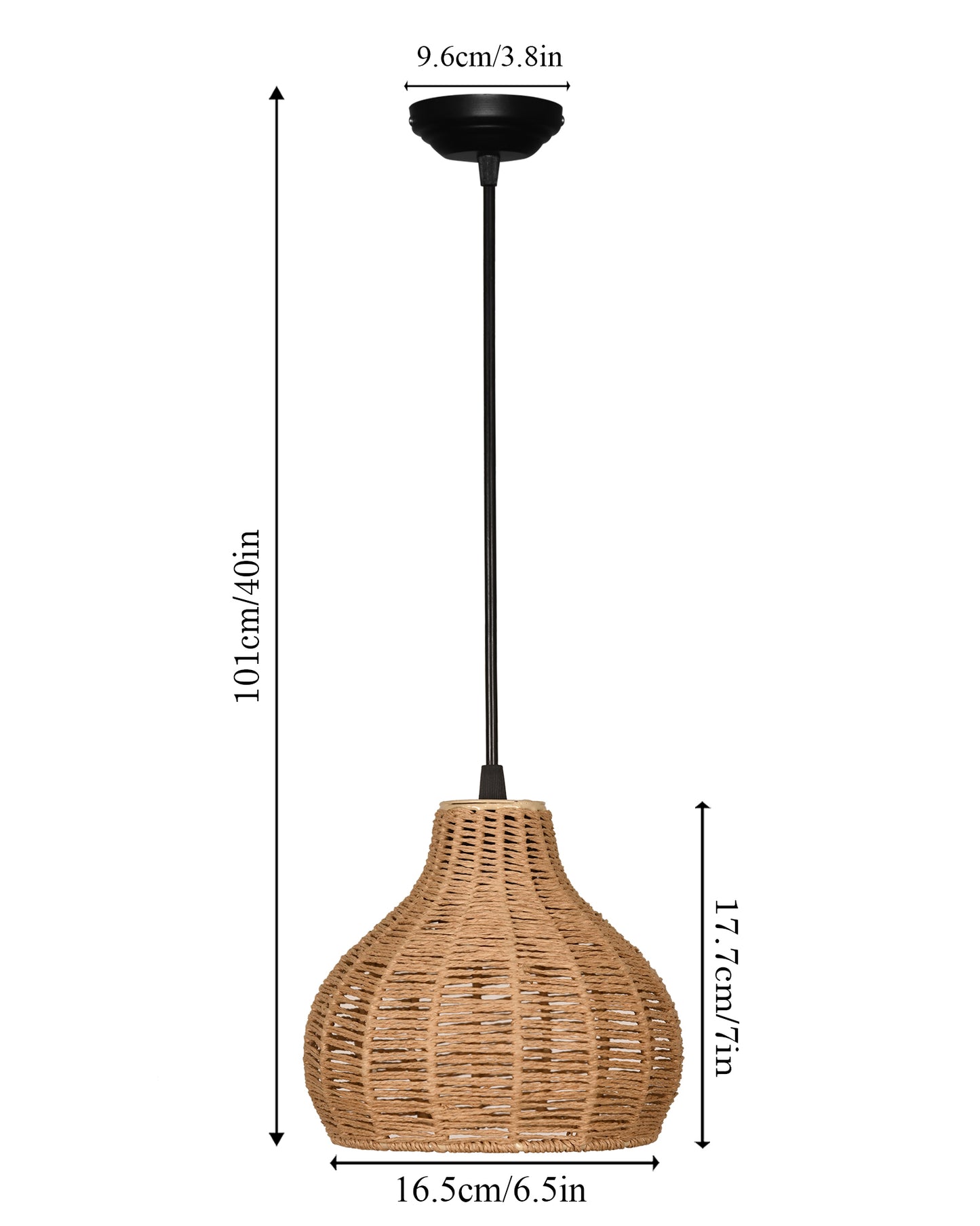 Seagrass Chandelier Hanging Lamp Natural Rattan Weaving Single Light Fixture Rustic Pendant Light for Kitchen Dining Room Restaurants Bars, Natural Texture, Bottle