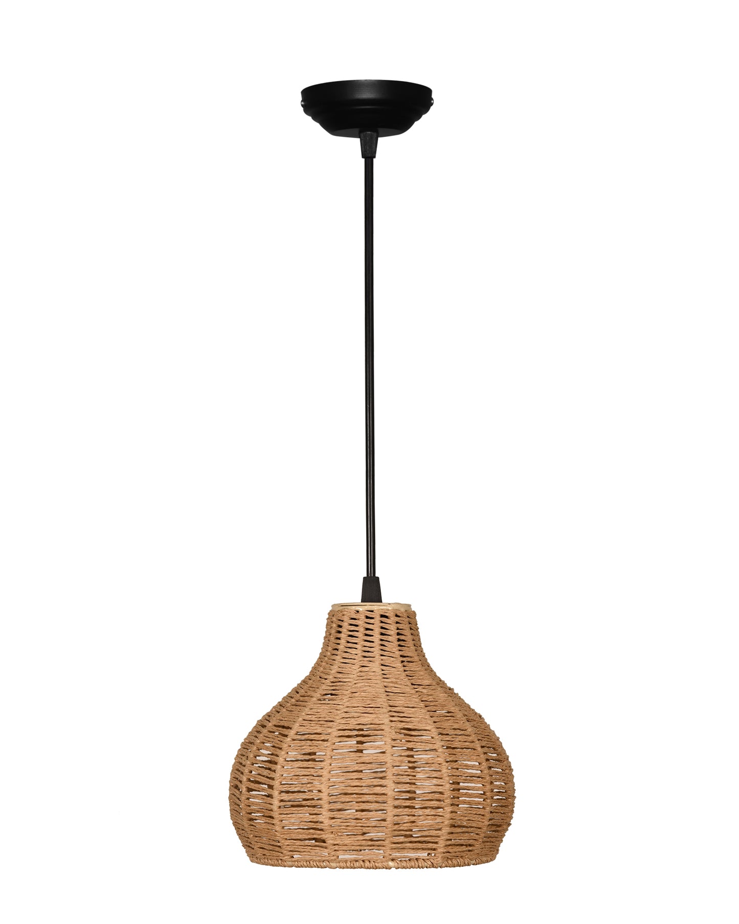 Seagrass Chandelier Hanging Lamp Natural Rattan Weaving Single Light Fixture Rustic Pendant Light for Kitchen Dining Room Restaurants Bars, Natural Texture, Bottle