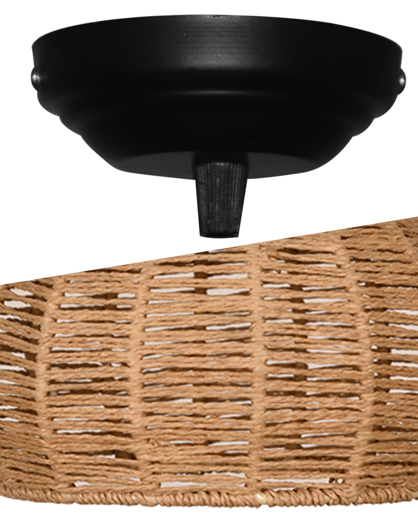 Seagrass Chandelier Hanging Lamp Natural Rattan Weaving Single Light Fixture Rustic Pendant Light for Kitchen Dining Room Restaurants Bars, Natural Texture, Bottle