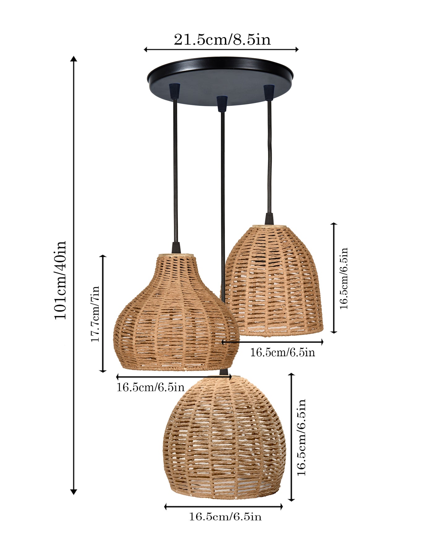 Seagrass Chandelier Hanging Lamp Natural Rattan Weaving Single Light Fixture Rustic Pendant Light for Kitchen Dining Room Restaurants Bars, Natural Texture, Bottle