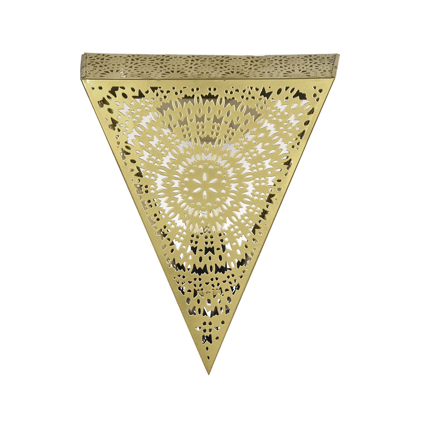 Turkish Moroccan Wall Sconce Lamp, Vintage Hand Carved Metal Wall Light, Wall Mounted Porch Light, Brass Finish for Home,Villa, Kitchen, Restaurant, Triangle