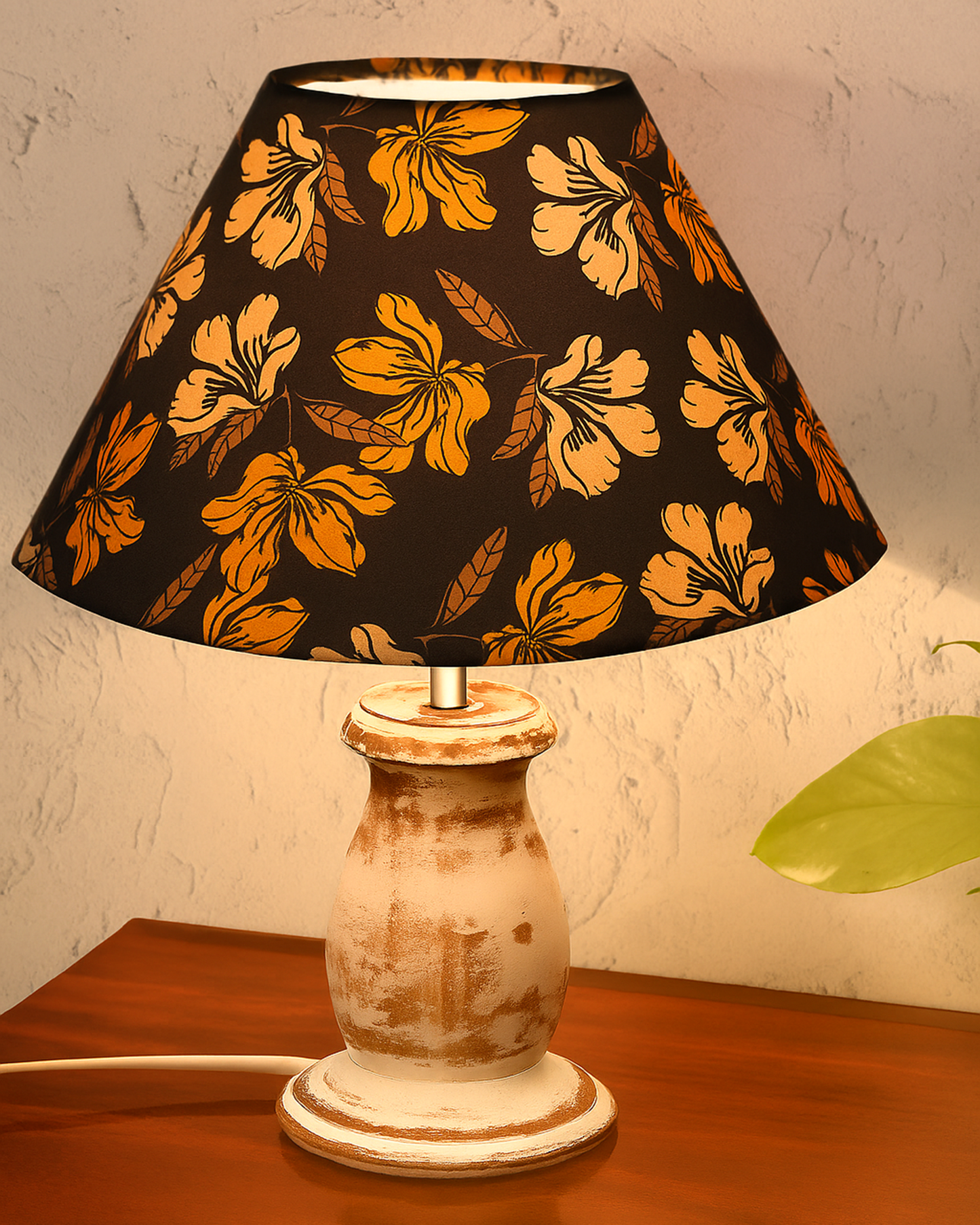 Mid Century Single Table Lamp for Living Room Farmhouse Linen Bedside Lamps for Bedroom Kids Room Dorm Office Mini-Guard, Whitewash, Birds Cone