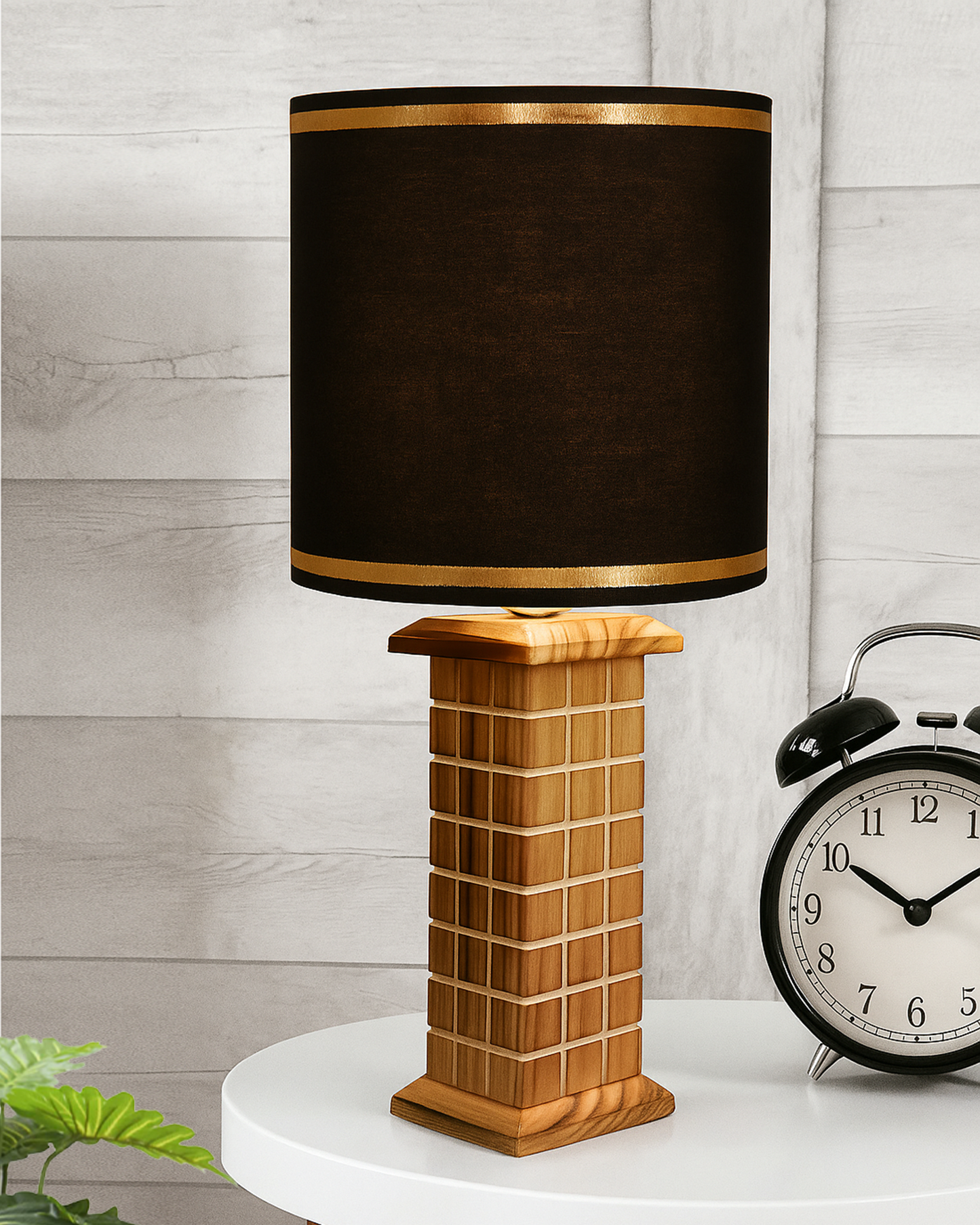 Rustic Beige Table Lamp New York Skyline with Fabric Shade, Table Light, Home Décor, Office, Gift, Jute Drum