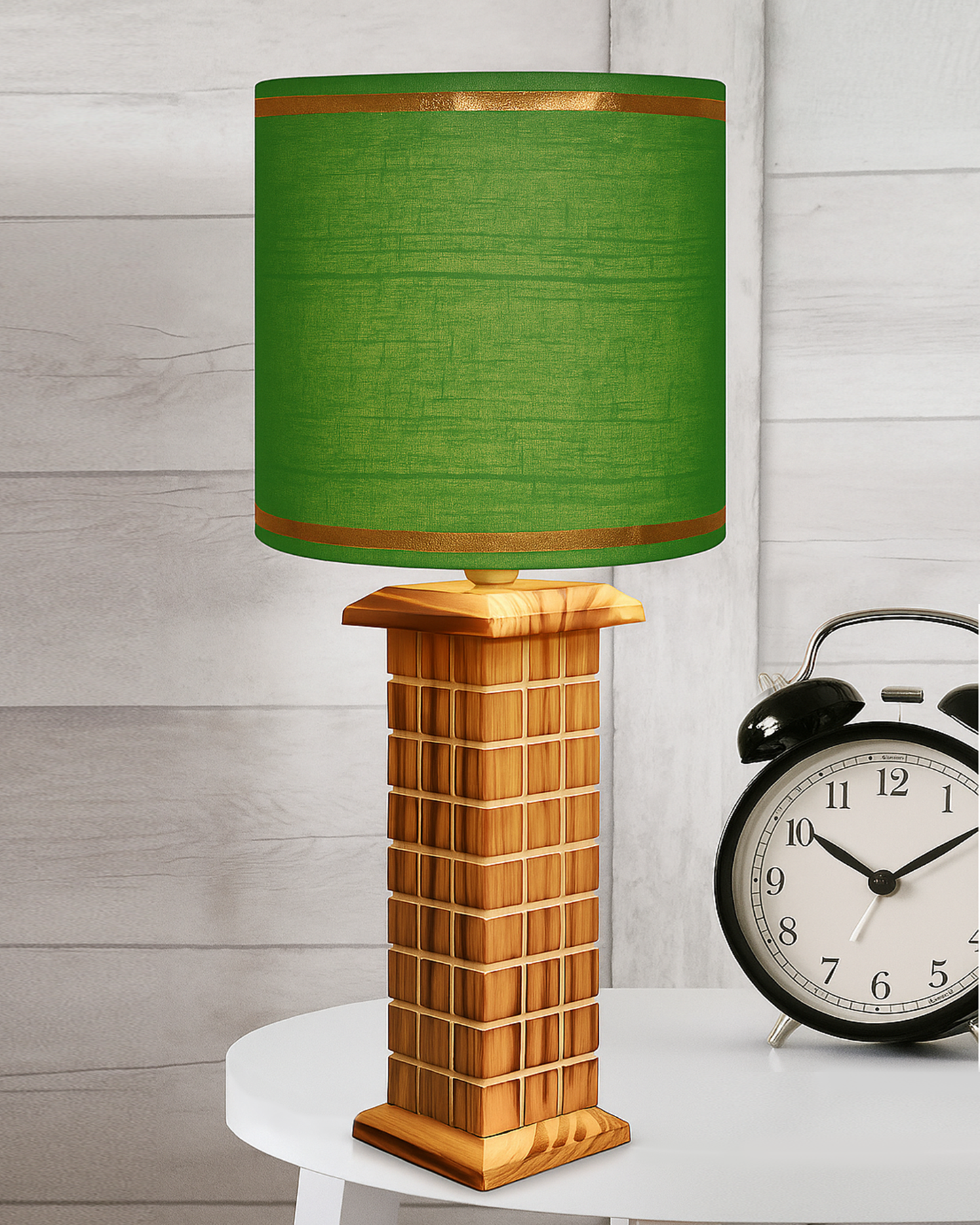 Rustic Beige Table Lamp New York Skyline with Fabric Shade, Table Light, Home Décor, Office, Gift, Jute Drum