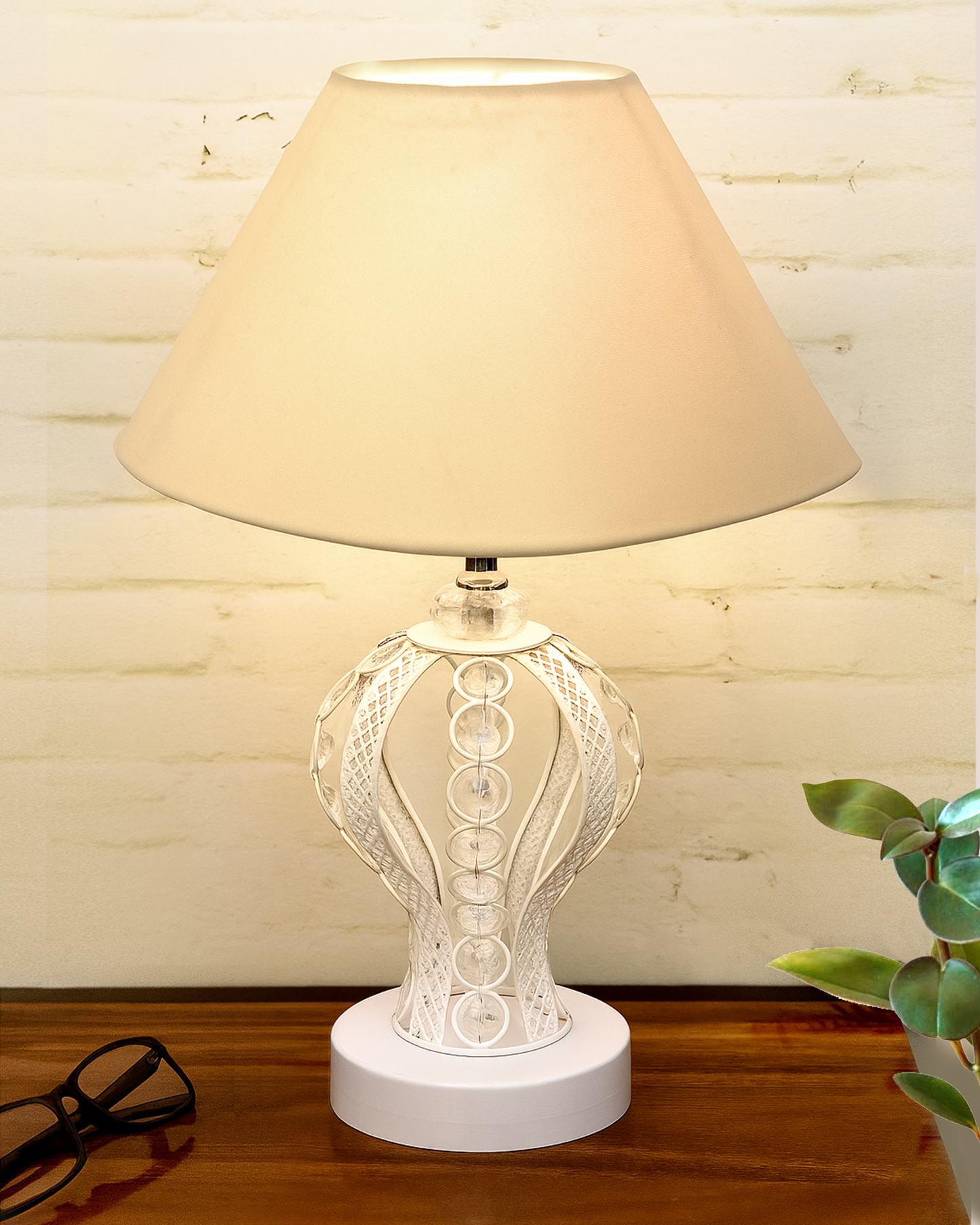 Modern Round Small Crystal Table Lamp,Contemporary Bedroom Bedside Nightstand Lamp,Desk Globe Lamp for Living Room Girls Kids Room, Strippy Vase , Grey Pleated