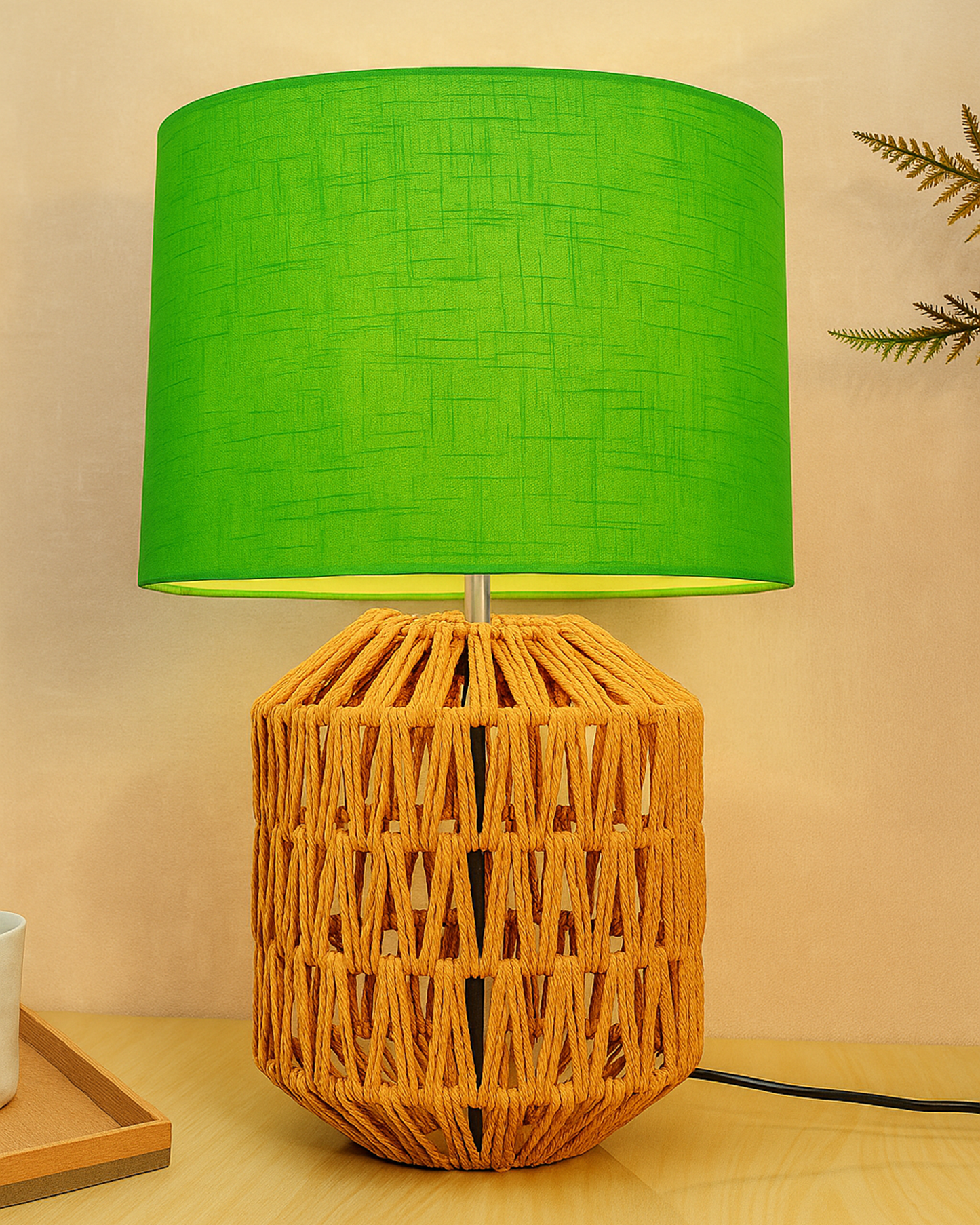 Seagrass Weave Table Lamp Coastal Cottage Bedside Desk Nightstand Lamp for Bedroom Living Room Office College Bookcase Natural Handmade Oval, Bird Drum