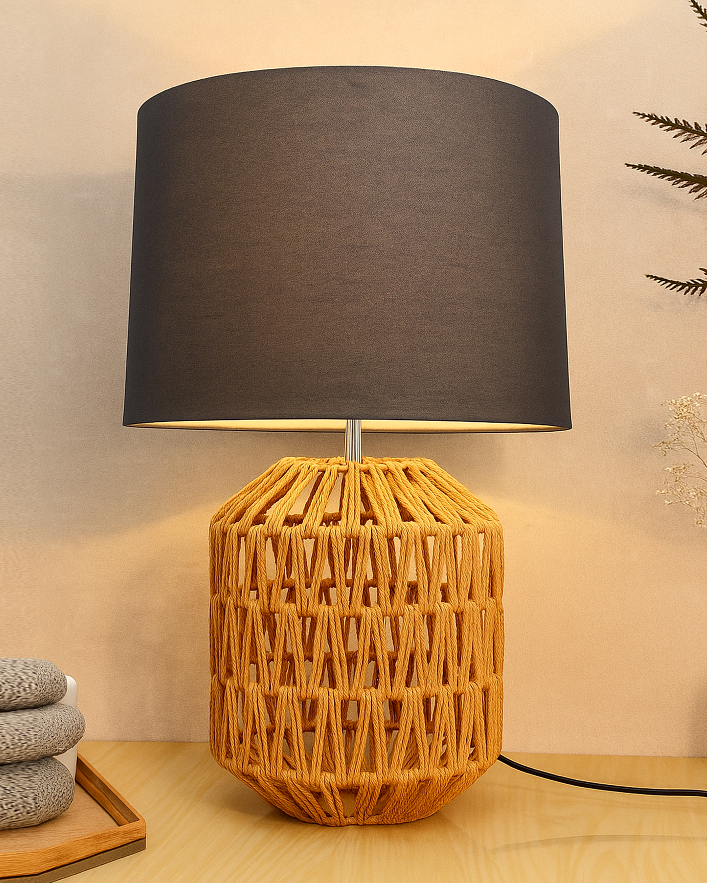 Seagrass Weave Table Lamp Coastal Cottage Bedside Desk Nightstand Lamp for Bedroom Living Room Office College Bookcase Natural Handmade Oval, Bird Drum