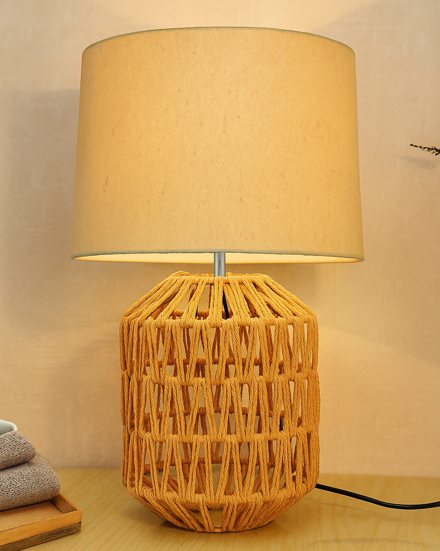 Seagrass Weave Table Lamp Coastal Cottage Bedside Desk Nightstand Lamp for Bedroom Living Room Office College Bookcase Natural Handmade Oval, Bird Drum