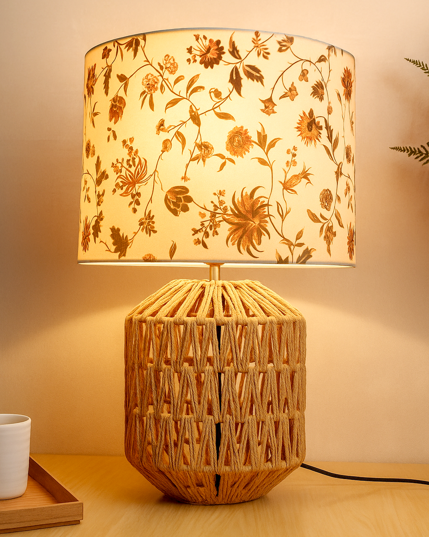 Seagrass Weave Table Lamp Coastal Cottage Bedside Desk Nightstand Lamp for Bedroom Living Room Office College Bookcase Natural Handmade Oval, Bird Drum