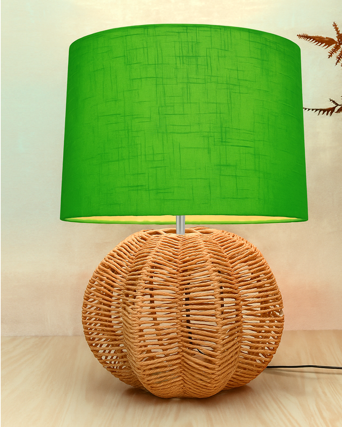 Seagrass Weave Table Lamp Coastal Cottage Bedside Desk Nightstand Lamp for Bedroom Living Room Office College Bookcase Natural Handmade Sphere, Bird Drum