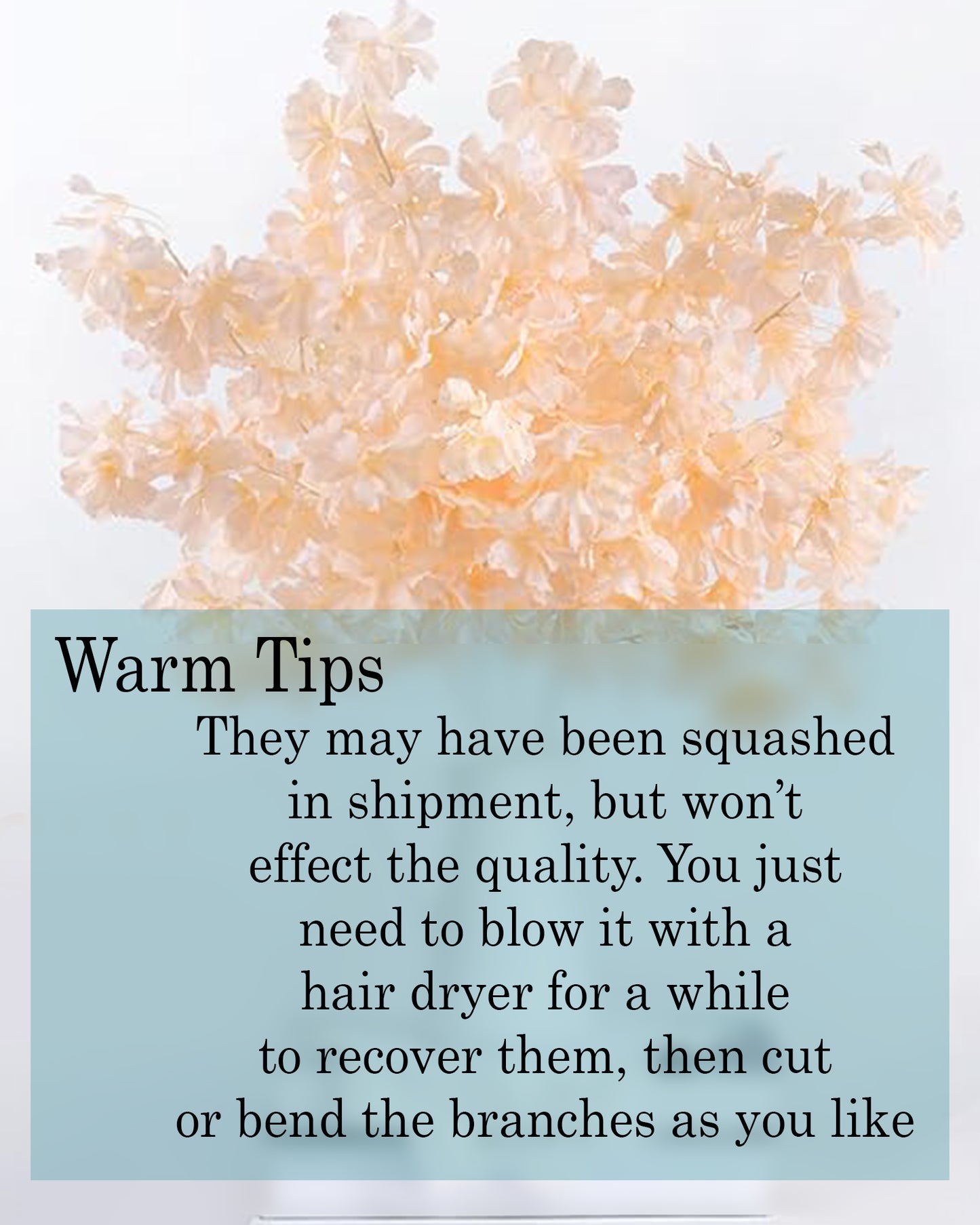 Artificial Long Cherry Blossom Branches Decor, 44 Inch Faux Cherry Blossom Flowers for Tall Floor Vase Wedding Home Decoration, Faux Pink for Dinner Table Centerpiece, set of 2 sticks, Champagne