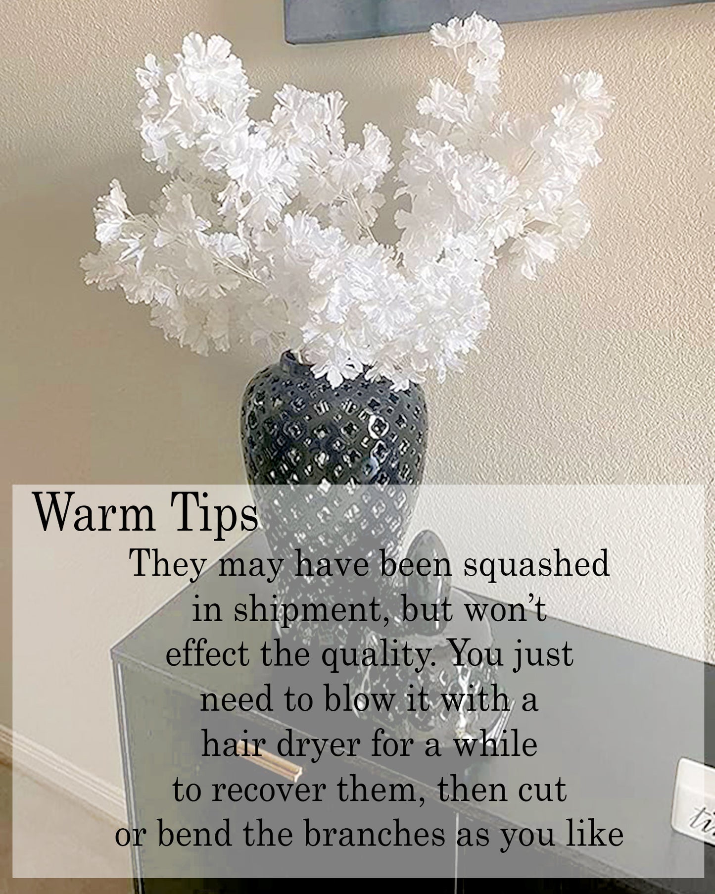 Artificial Long Cherry Blossom Branches Decor, 44 Inch Faux Cherry Blossom Flowers for Tall Floor Vase Wedding Home Decoration, Faux Pink for Dinner Table Centerpiece, set of 2 sticks, Champagne