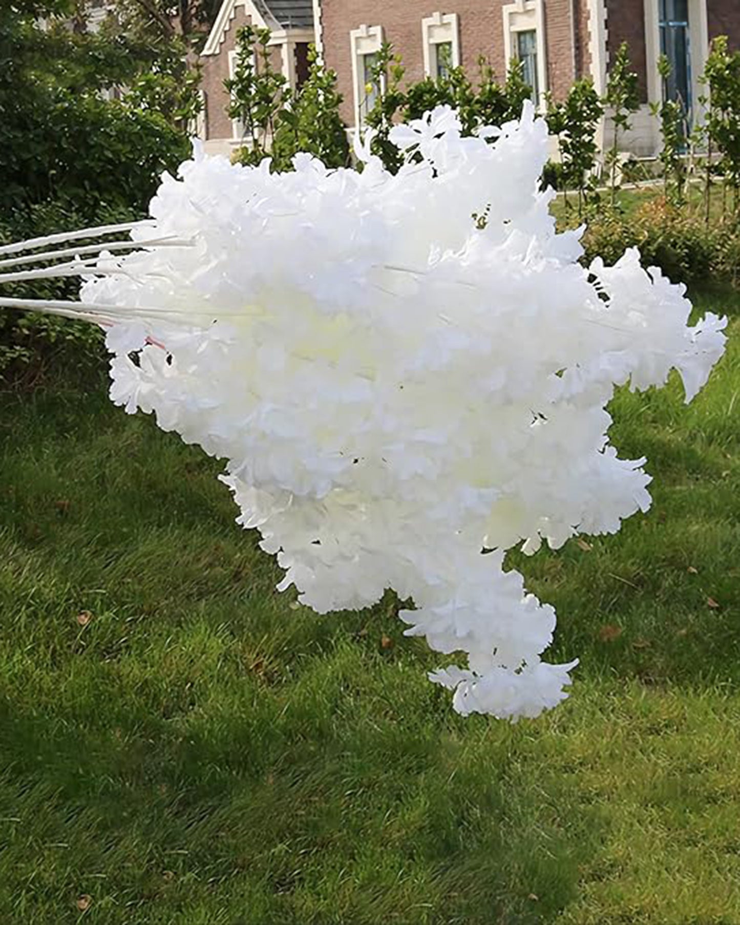 Artificial Long Cherry Blossom Branches Decor, 44 Inch Faux Cherry Blossom Flowers for Tall Floor Vase Wedding Home Decoration, Faux Pink for Dinner Table Centerpiece, set of 2 sticks, Champagne