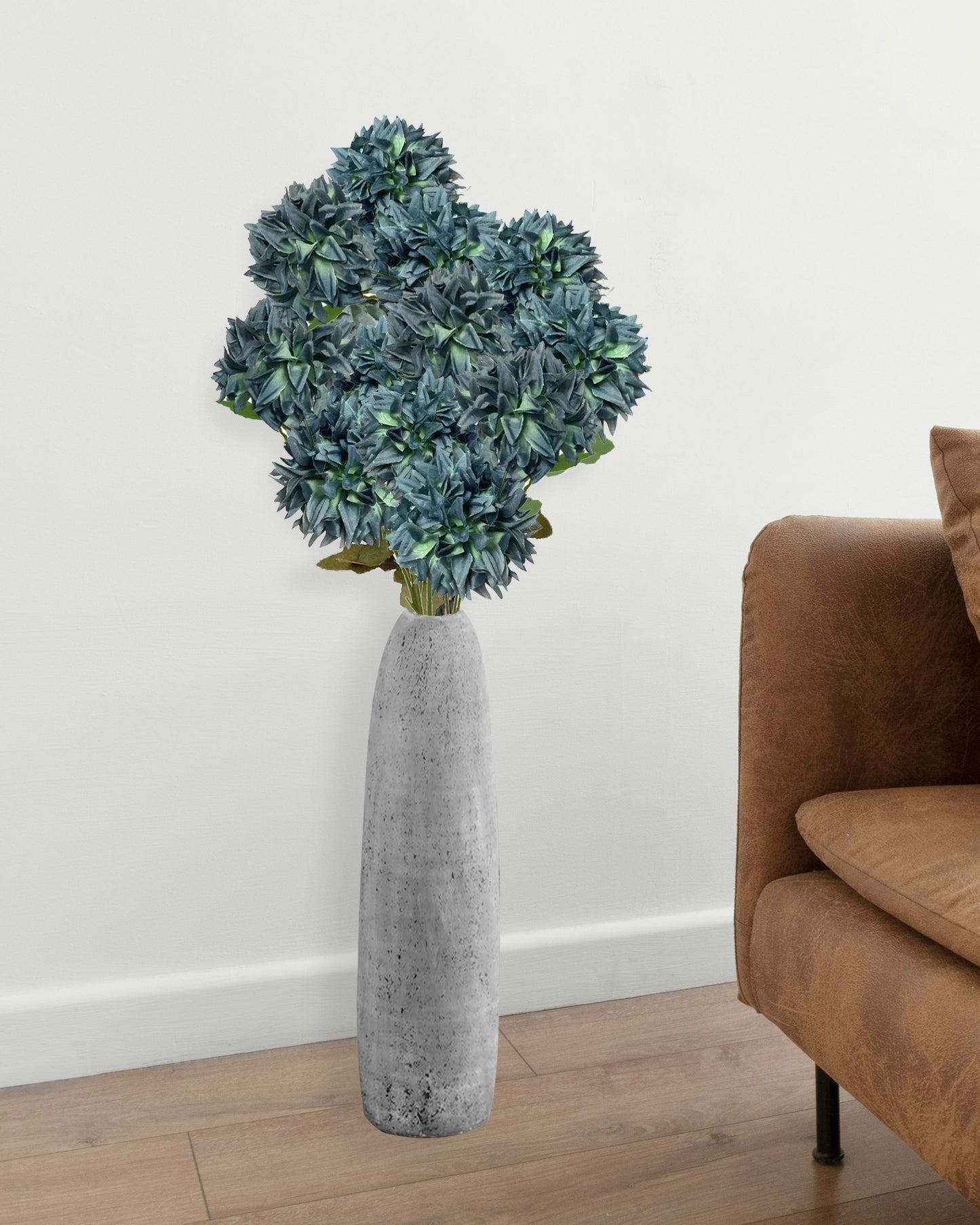 Artificial Long Chrysanthemum  Flower Branches Decor, 26 Inch Faux Large three Dahalia Flowers for Tall Floor Vase Wedding Home Decoration, Synthetic for Dinner Table Centerpiece, set of 2 sticks, Vine Red