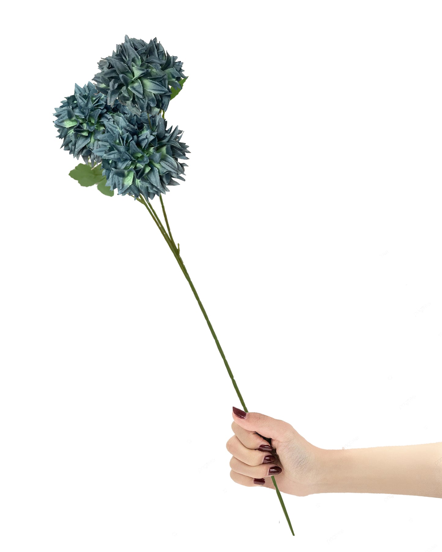 Artificial Long Chrysanthemum  Flower Branches Decor, 26 Inch Faux Large three Dahalia Flowers for Tall Floor Vase Wedding Home Decoration, Synthetic for Dinner Table Centerpiece, set of 2 sticks, Vine Red