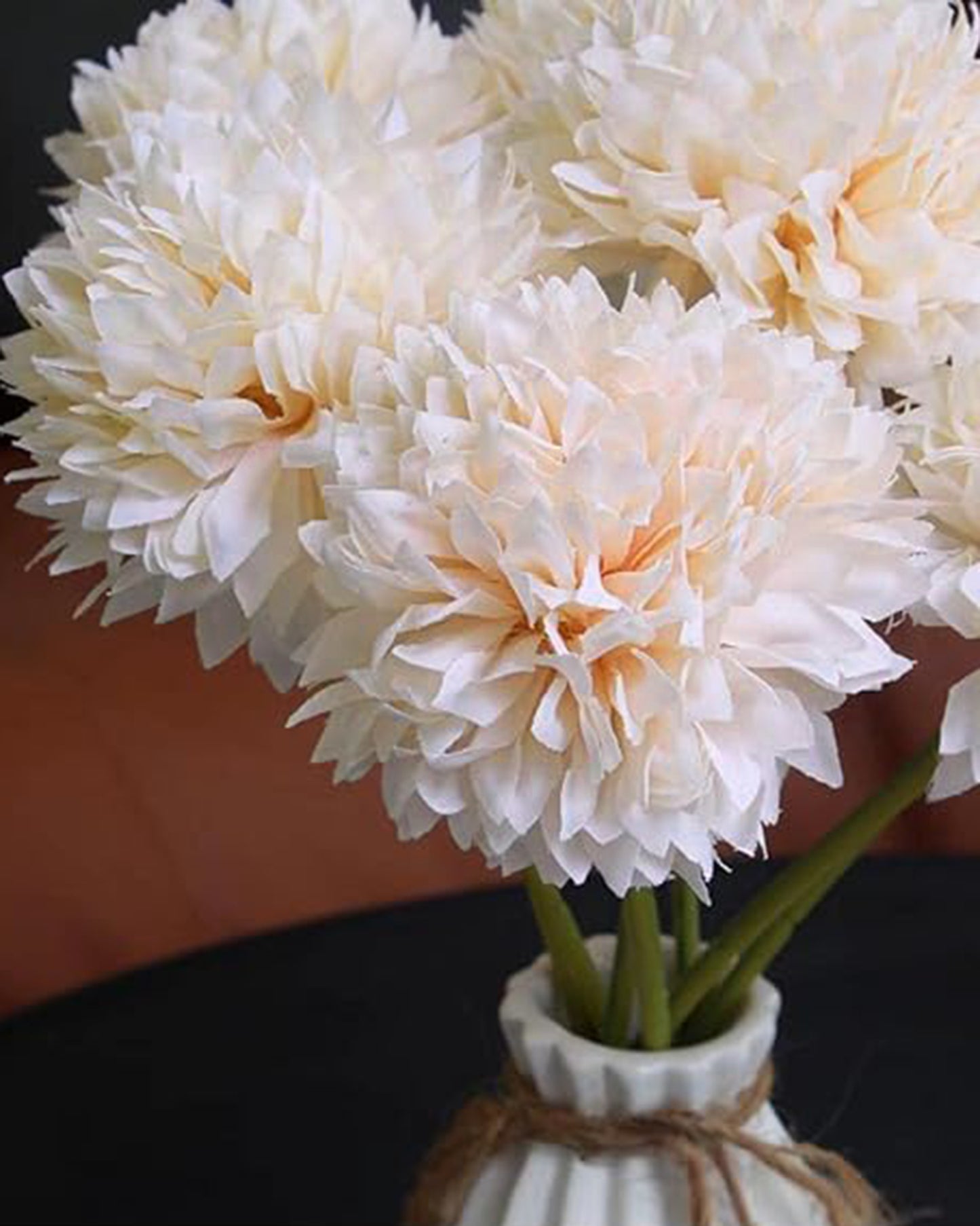 Artificial Long Chrysanthemum  Flower Branches Decor, 26 Inch Faux Large three Dahalia Flowers for Tall Floor Vase Wedding Home Decoration, Synthetic for Dinner Table Centerpiece, set of 2 sticks, Vine Red