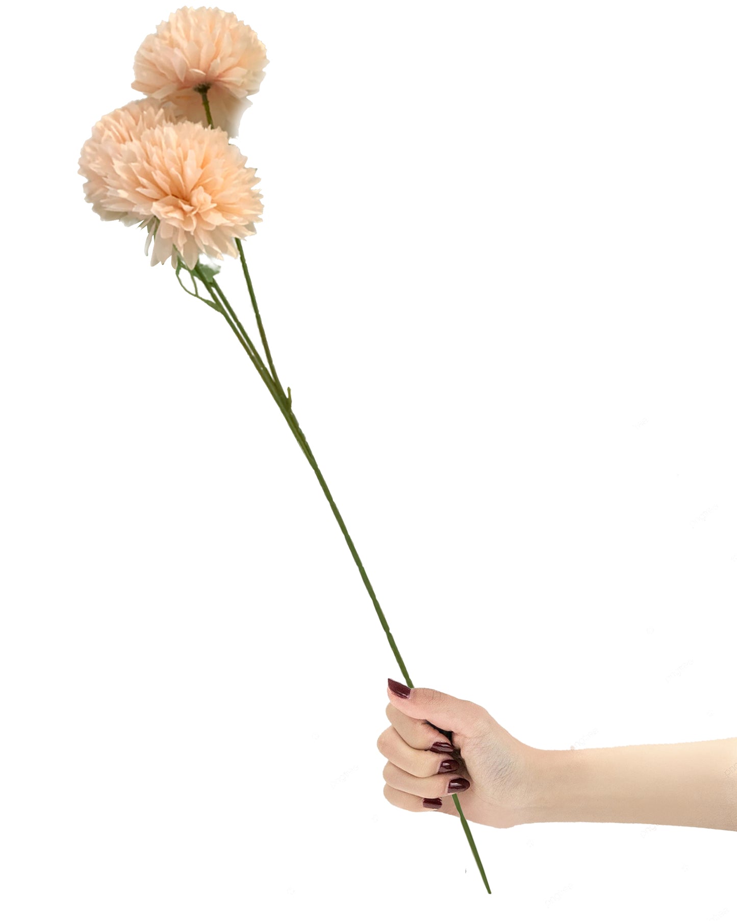 Artificial Long Chrysanthemum  Flower Branches Decor, 26 Inch Faux Large three Dahalia Flowers for Tall Floor Vase Wedding Home Decoration, Synthetic for Dinner Table Centerpiece, set of 2 sticks, Vine Red