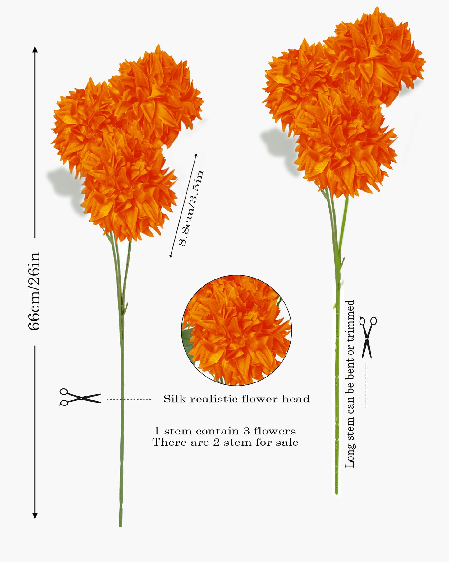 Artificial Long Chrysanthemum  Flower Branches Decor, 26 Inch Faux Large three Dahalia Flowers for Tall Floor Vase Wedding Home Decoration, Synthetic for Dinner Table Centerpiece, set of 2 sticks, Vine Red