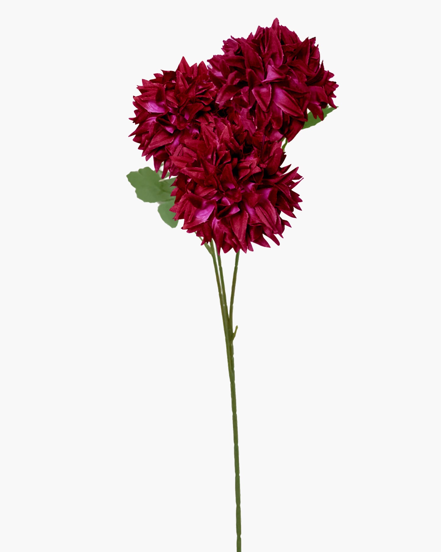 Artificial Long Chrysanthemum  Flower Branches Decor, 26 Inch Faux Large three Dahalia Flowers for Tall Floor Vase Wedding Home Decoration, Synthetic for Dinner Table Centerpiece, set of 2 sticks, Vine Red