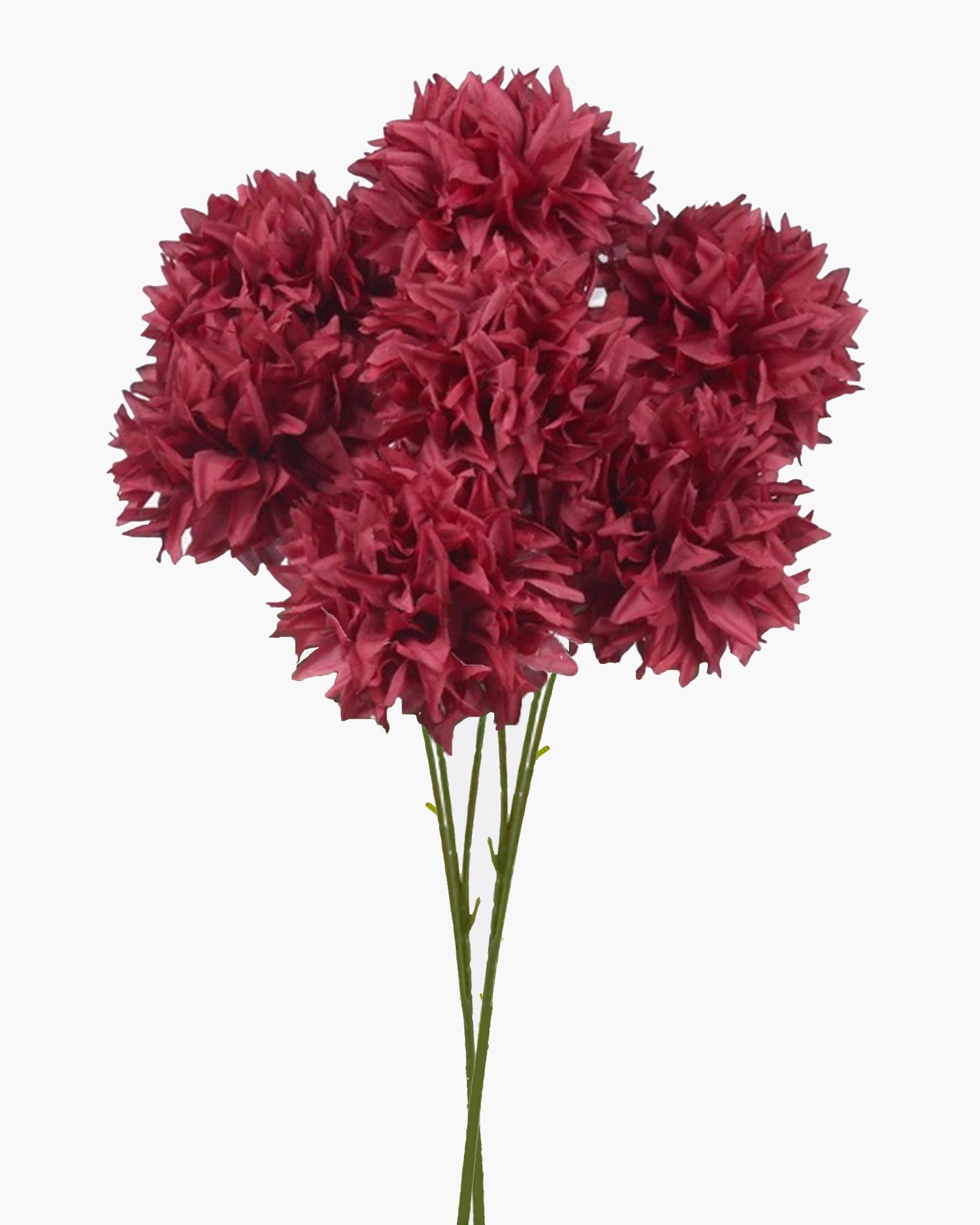 Artificial Long Chrysanthemum  Flower Branches Decor, 26 Inch Faux Large three Dahalia Flowers for Tall Floor Vase Wedding Home Decoration, Synthetic for Dinner Table Centerpiece, set of 2 sticks, Vine Red