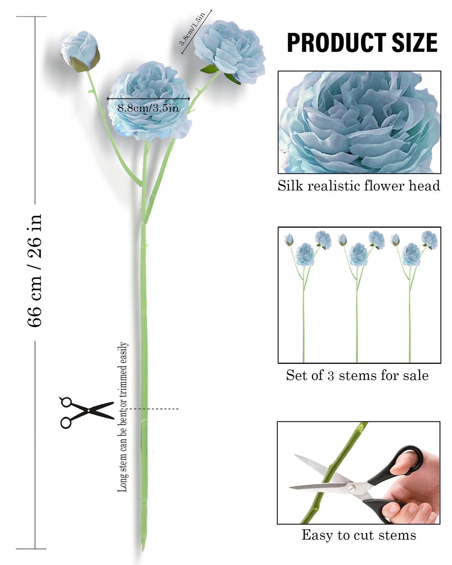 Artificial Faux Fake Flowers Real-Touch Rose Long Stem with Two Head one Buds for Home Kitchen Table Centerpiece Wedding Engagement Office Decorations Valentine’s Day Birthday Gifts, 3 sticks, Orange