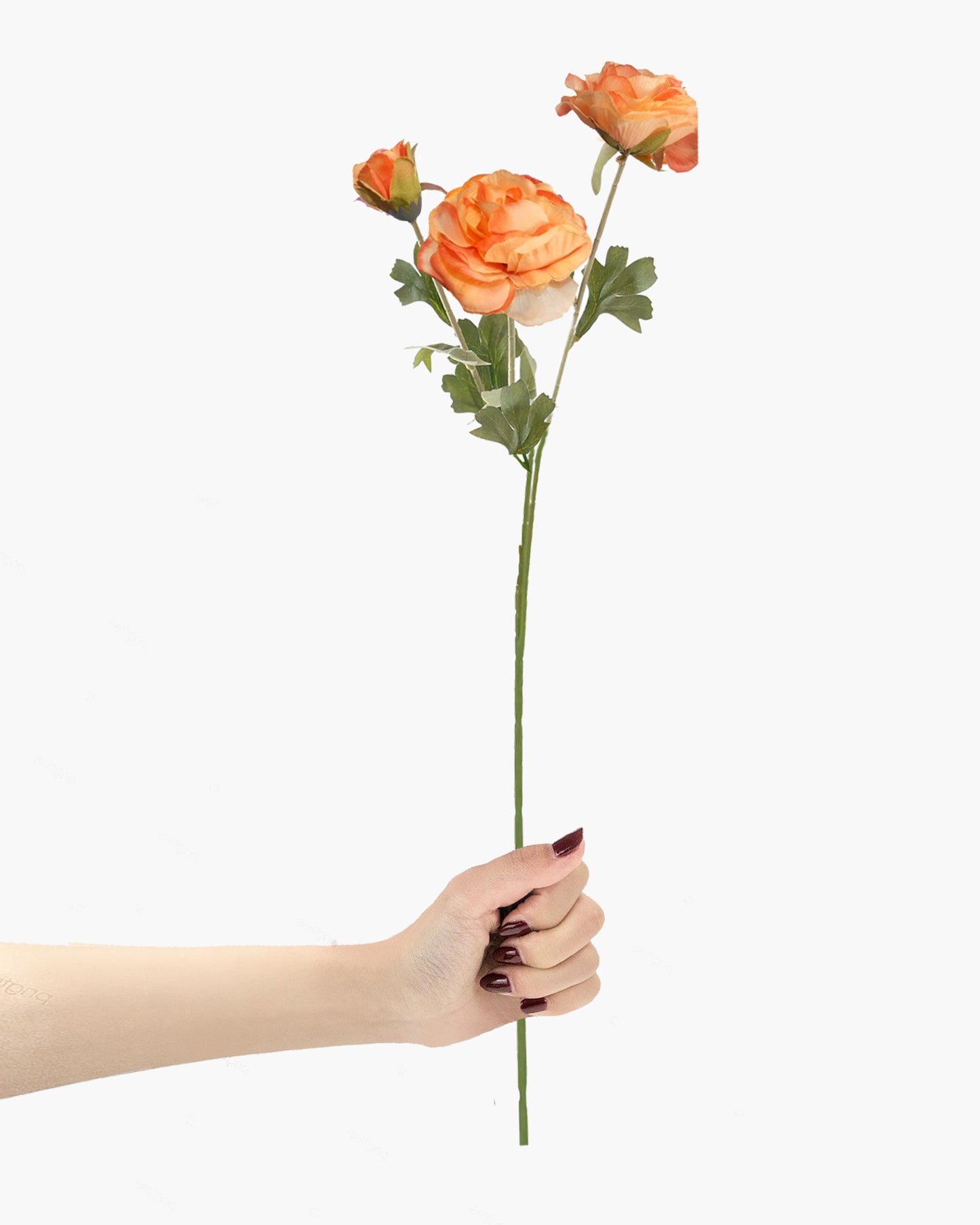 Artificial Faux Fake Flowers Real-Touch Rose Long Stem with Two Head one Buds for Home Kitchen Table Centerpiece Wedding Engagement Office Decorations Valentine’s Day Birthday Gifts, 3 sticks, Orange