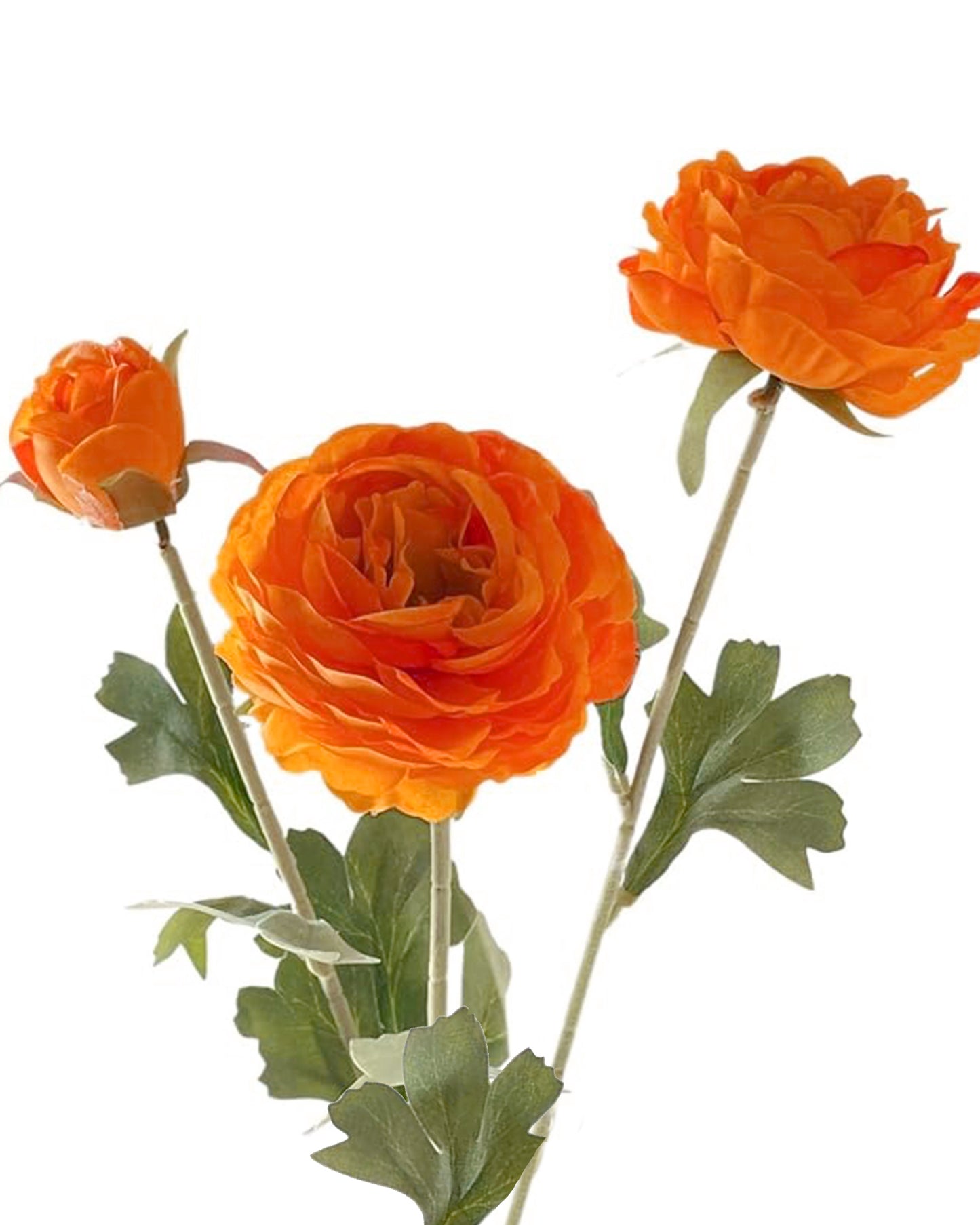 Artificial Faux Fake Flowers Real-Touch Rose Long Stem with Two Head one Buds for Home Kitchen Table Centerpiece Wedding Engagement Office Decorations Valentine’s Day Birthday Gifts, 3 sticks, Orange