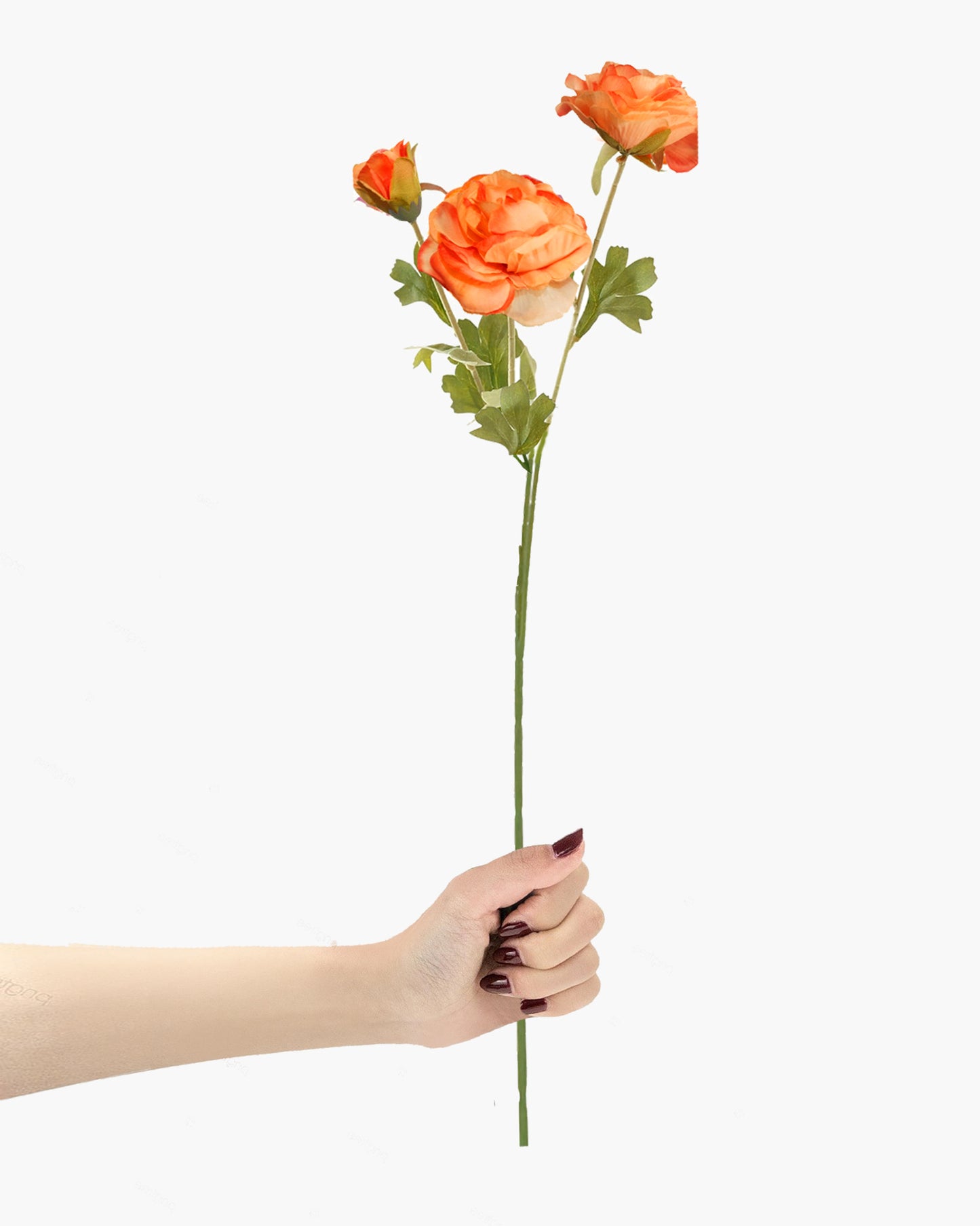 Artificial Faux Fake Flowers Real-Touch Rose Long Stem with Two Head one Buds for Home Kitchen Table Centerpiece Wedding Engagement Office Decorations Valentine’s Day Birthday Gifts, 3 sticks, Orange