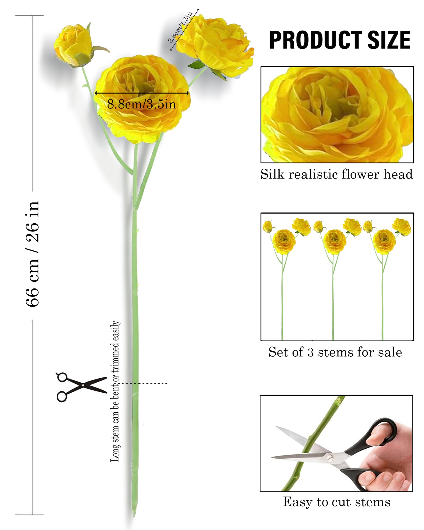 Artificial Faux Fake Flowers Real-Touch Rose Long Stem with Two Head one Buds for Home Kitchen Table Centerpiece Wedding Engagement Office Decorations Valentine’s Day Birthday Gifts, 3 sticks, Orange