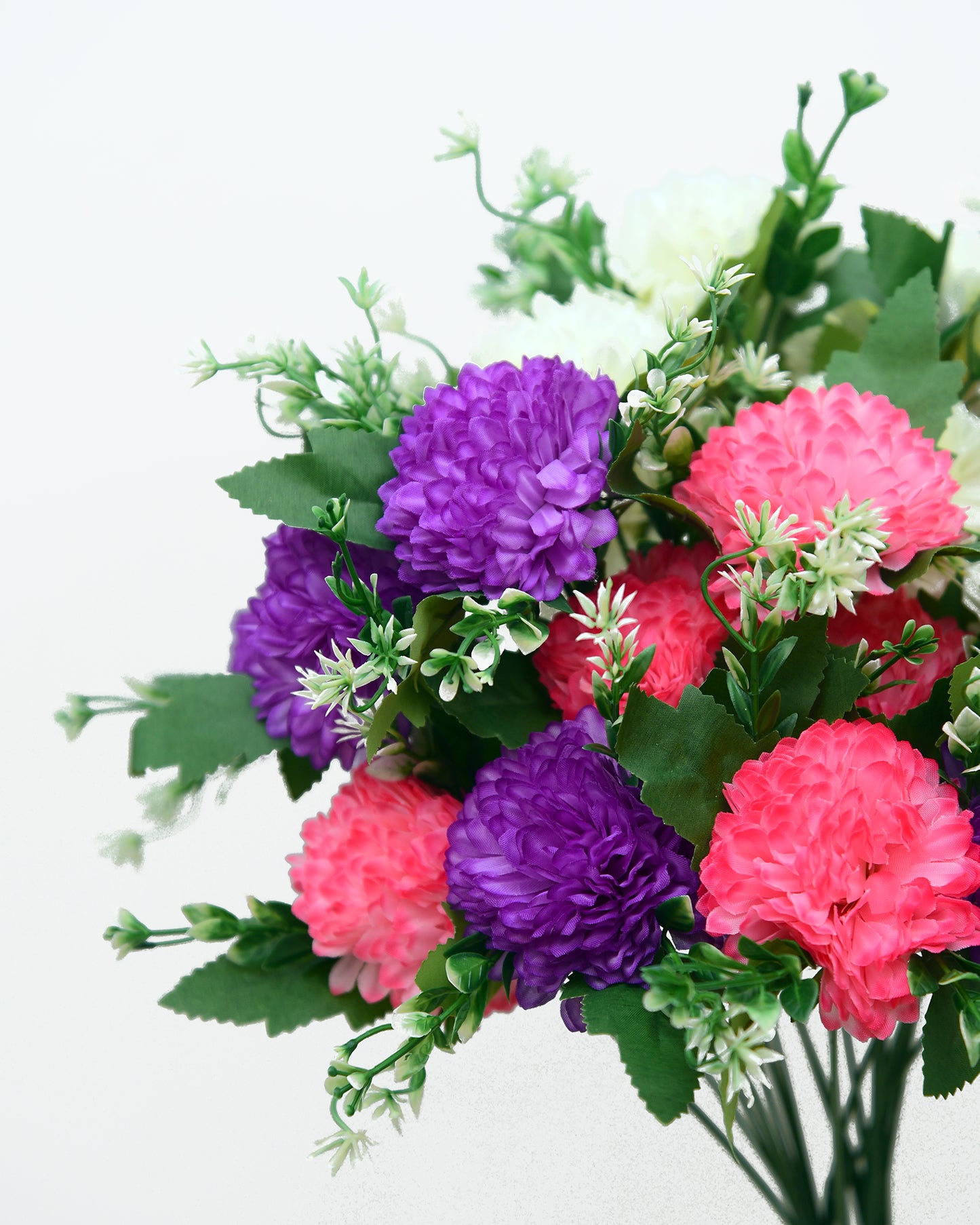 Artificial Chrysanthemum Ball Flowers 14 flowers, 2 sticks Faux Mums Fake Silk Flowers for Bridal Wedding Centerpieces Arrangements Party Home Garden DIY Decor, Pink