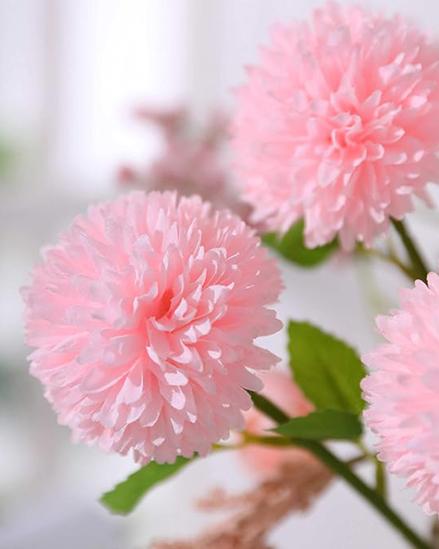 Artificial Chrysanthemum Ball Flowers 14 flowers, 2 sticks Faux Mums Fake Silk Flowers for Bridal Wedding Centerpieces Arrangements Party Home Garden DIY Decor, Pink