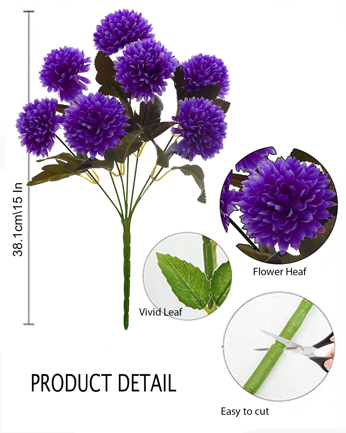 Artificial Chrysanthemum Ball Flowers 14 flowers, 2 sticks Faux Mums Fake Silk Flowers for Bridal Wedding Centerpieces Arrangements Party Home Garden DIY Decor, Pink