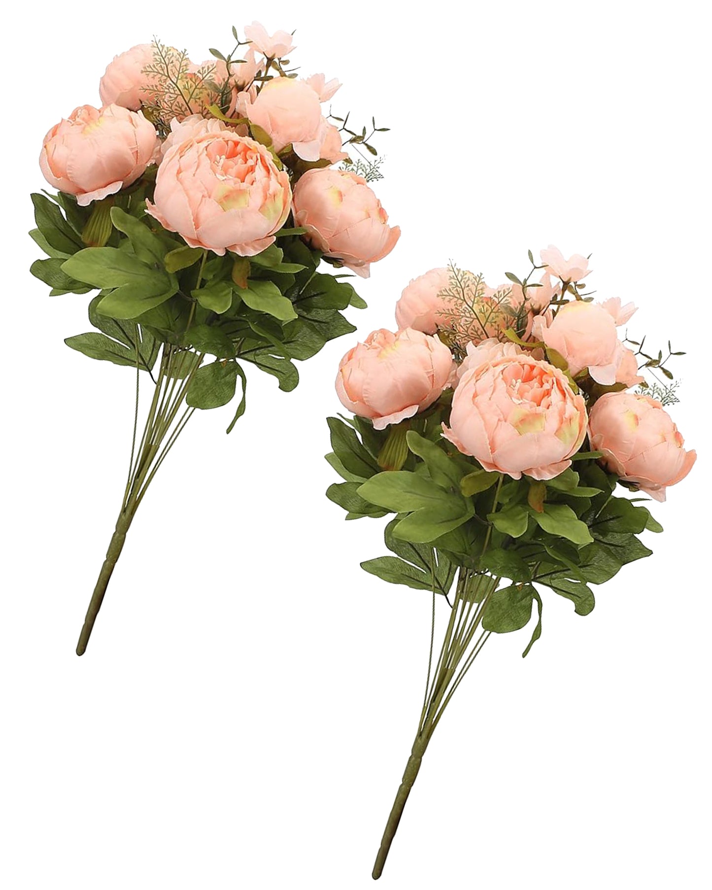 Artificial Flowers Peony Bouquet Silk Rose Vase for Home Decor Garden Wedding Decorative Fake Plants Christmas Garland Material, 12 Flowers, 2 Sticks, Champagne