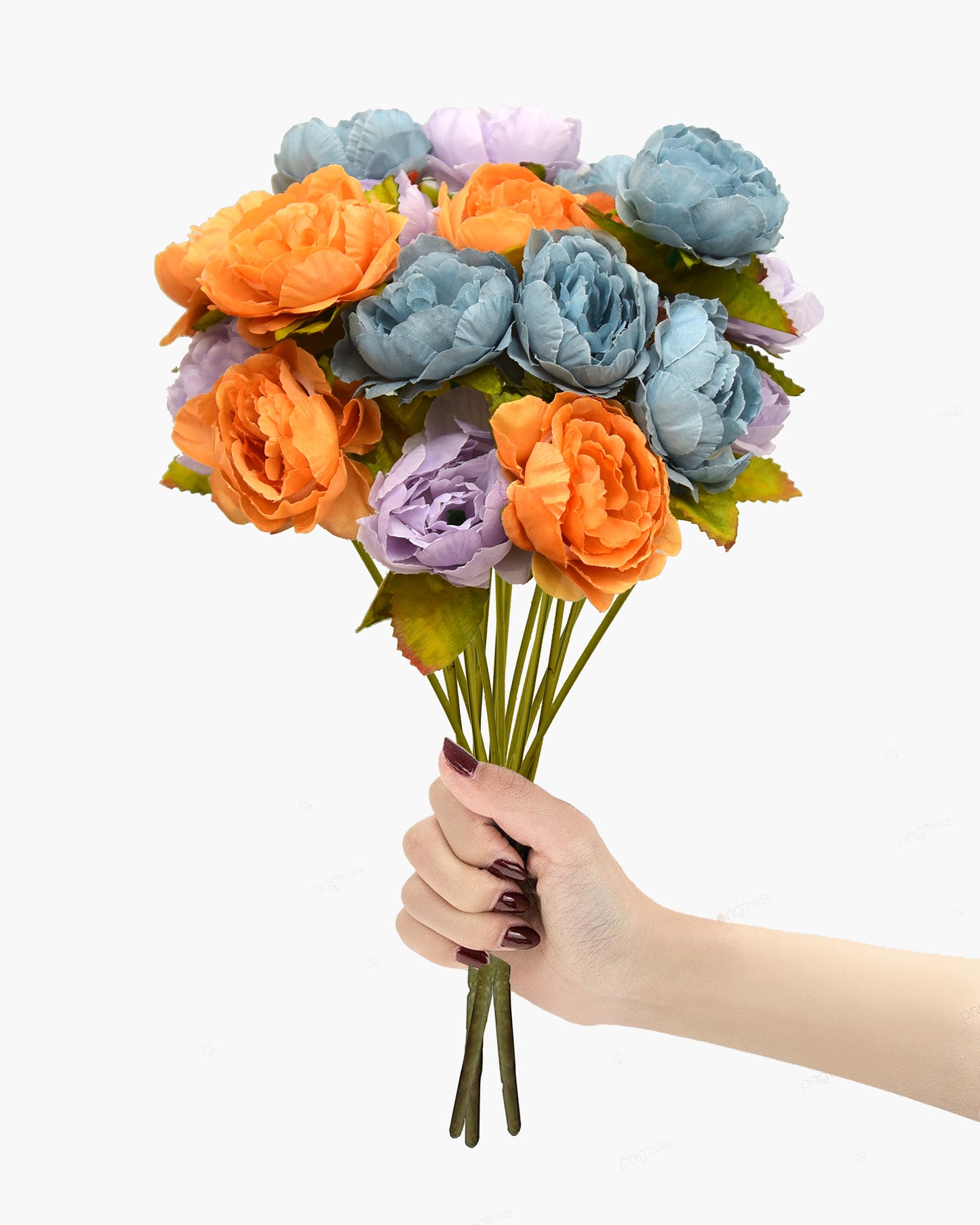 Artificial Flowers Peony Bouquet Silk Rose Vase for Home Decor Garden Wedding Decorative Fake Plants Christmas Garland Material, 12 Flowers, 2 Sticks, Champagne