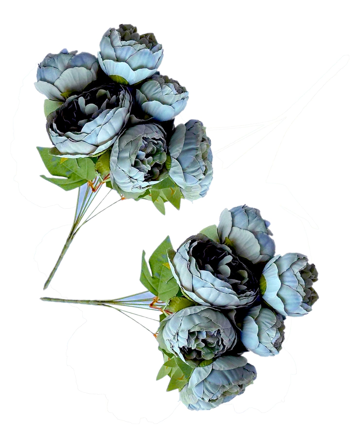 Artificial Flowers Peony Bouquet Silk Rose Vase for Home Decor Garden Wedding Decorative Fake Plants Christmas Garland Material, 12 Flowers, 2 Sticks, Champagne