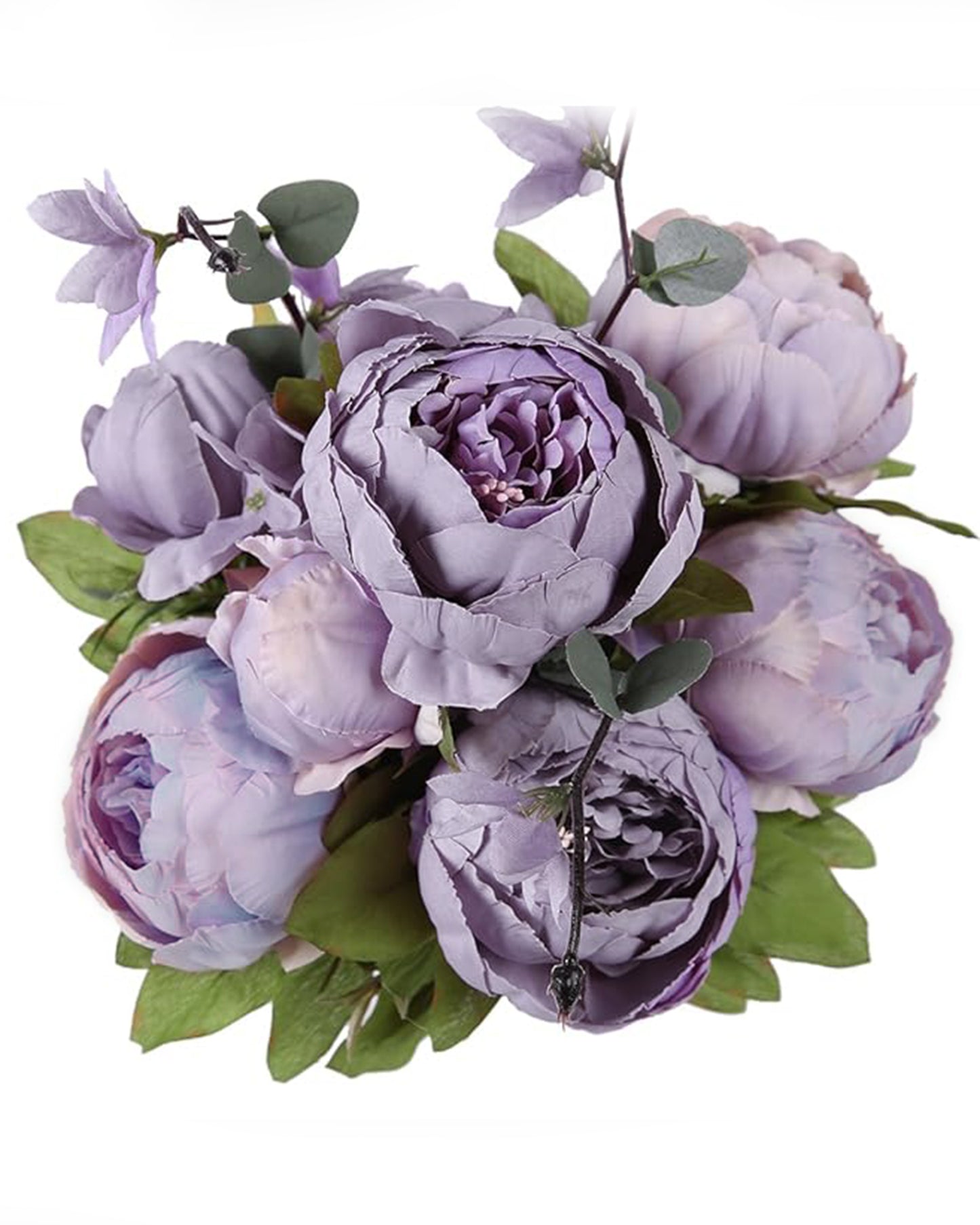 Artificial Flowers Peony Bouquet Silk Rose Vase for Home Decor Garden Wedding Decorative Fake Plants Christmas Garland Material, 12 Flowers, 2 Sticks, Champagne