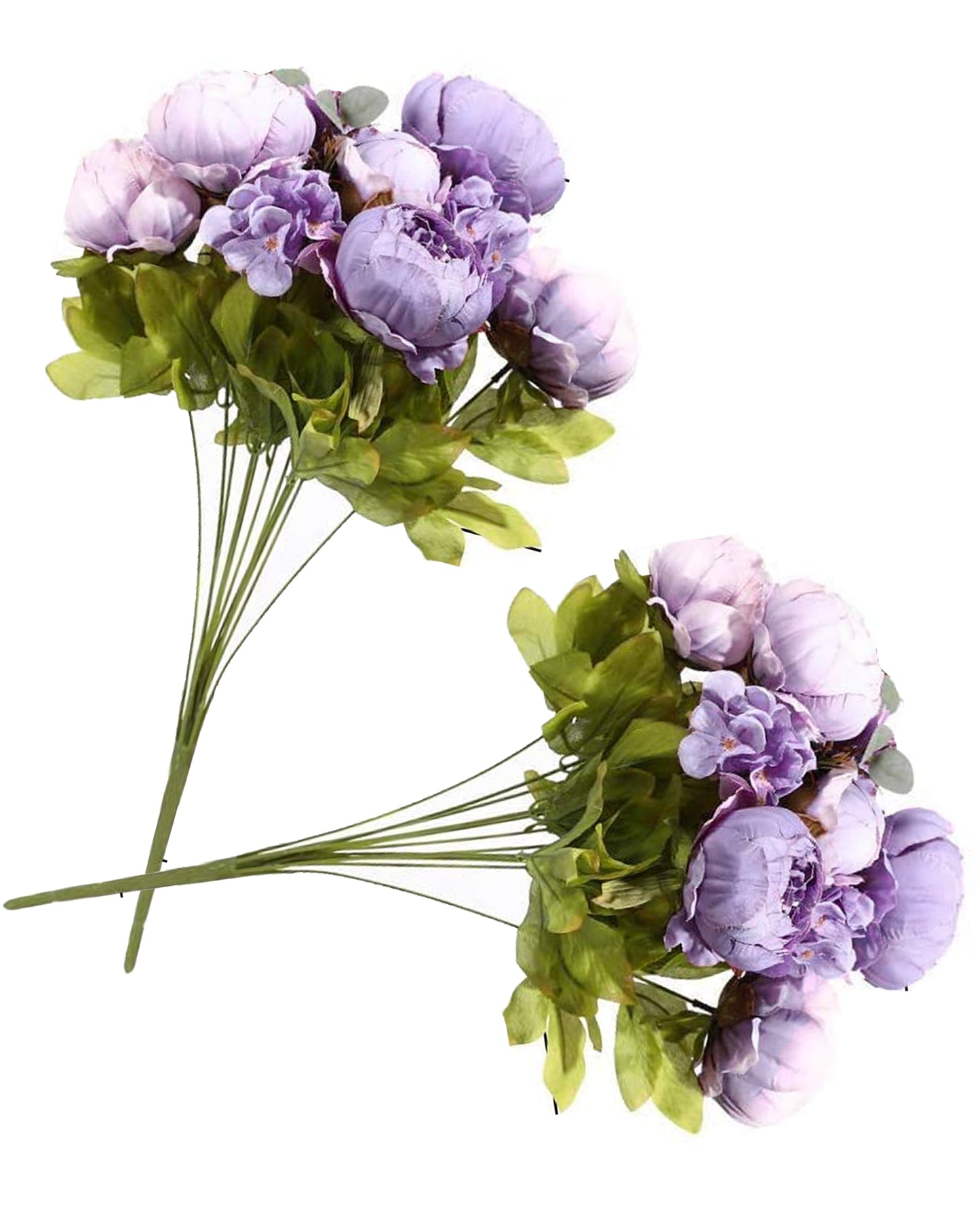 Artificial Flowers Peony Bouquet Silk Rose Vase for Home Decor Garden Wedding Decorative Fake Plants Christmas Garland Material, 12 Flowers, 2 Sticks, Champagne