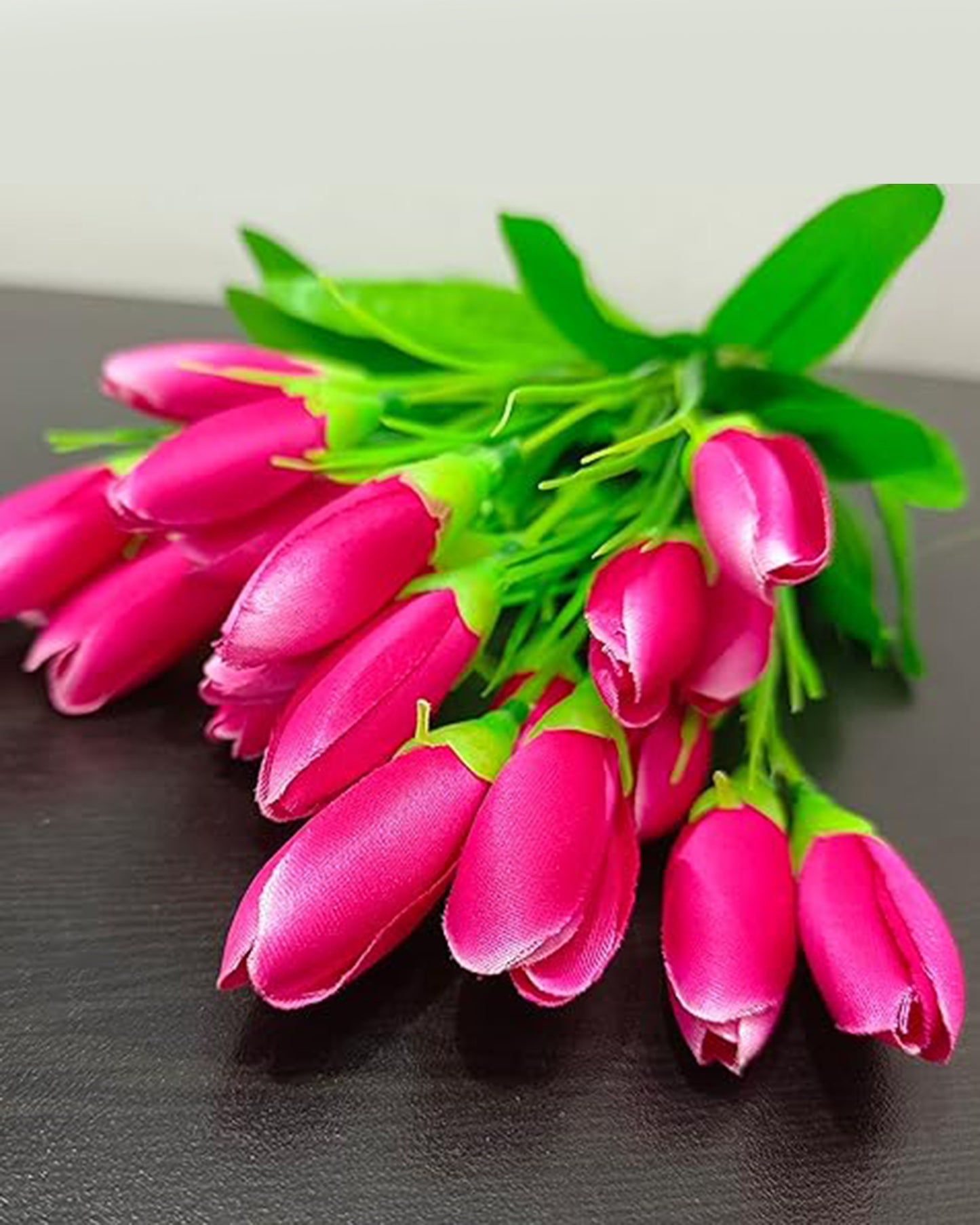 Artificial Tulip Flowers Bunches For Vase Home Decoration Items For Living Room Corner Table Top Bedroom Wedding Party Decorative Gift (Vase Not Included) Silk, 1 binch, 15 Tulips, 34 cm, Pink