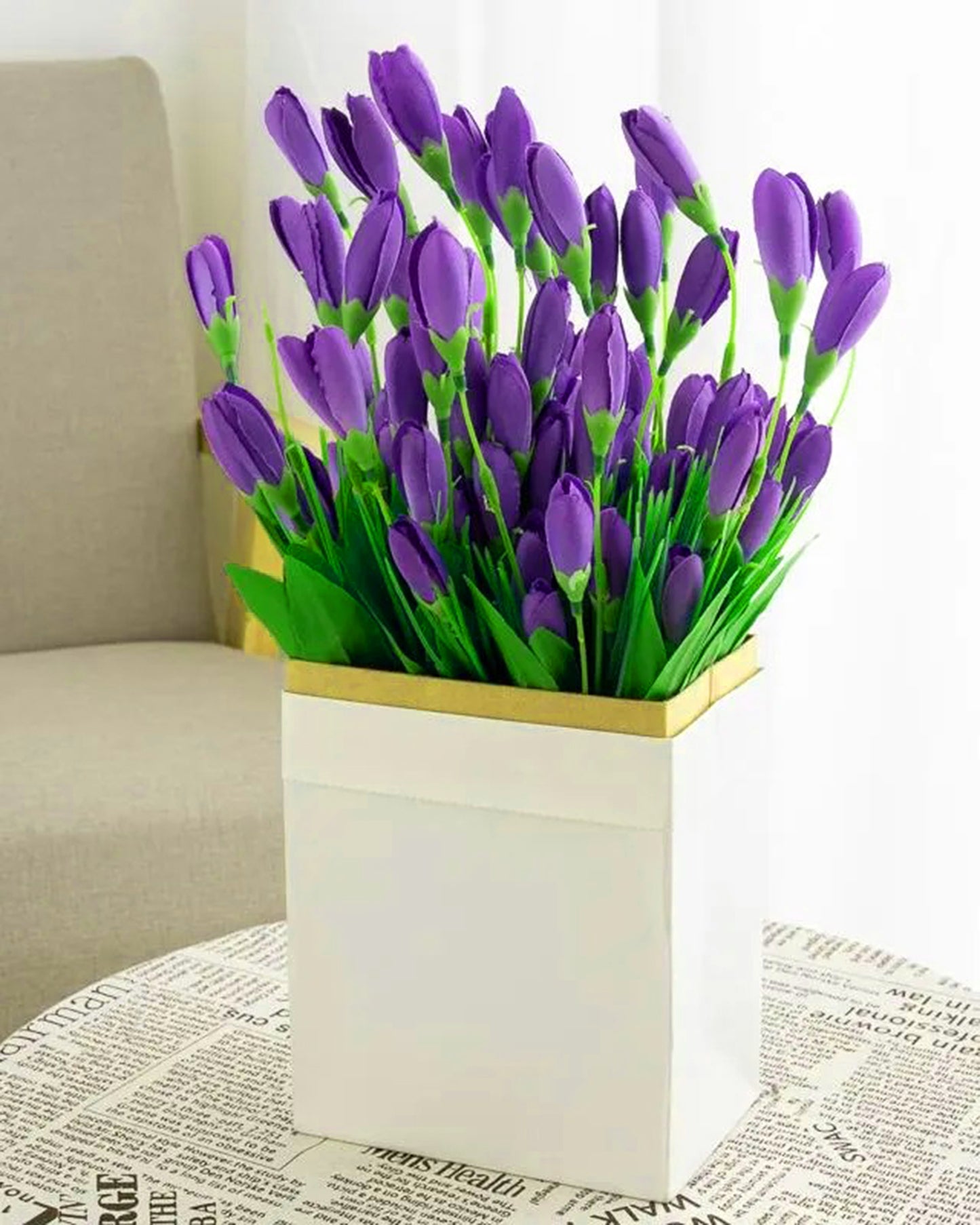 Artificial Tulip Flowers Bunches For Vase Home Decoration Items For Living Room Corner Table Top Bedroom Wedding Party Decorative Gift (Vase Not Included) Silk, 1 binch, 15 Tulips, 34 cm, Pink