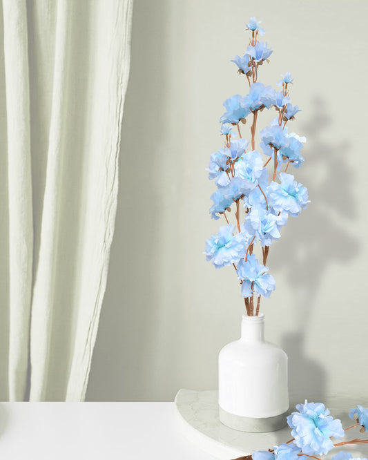 Forsythia Artificial Flower for Home,Office, Restaurant, Hotel, Party, Balcony, Garden Decor, Indoor (Pack of 2) Blossom Type Artificial Flower Blue  (37 inch, Pack of 2 stem)