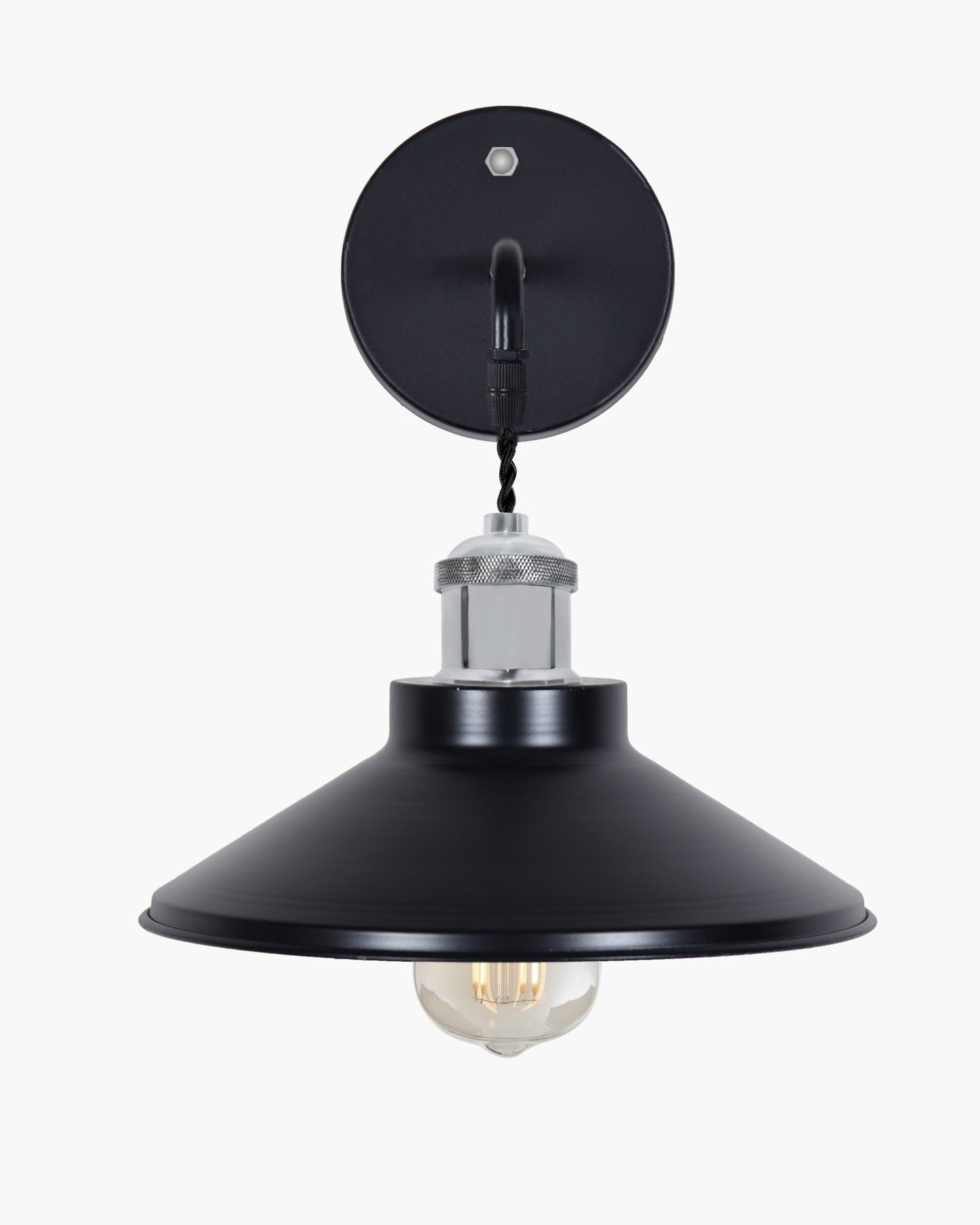 Modern Industrial Wall Sconce, Metal Cone Wall Light Fixture with Golden Holder, 1-Light Painted Wall Lamp for Bedroom, Living Room, Bathroom, Pink