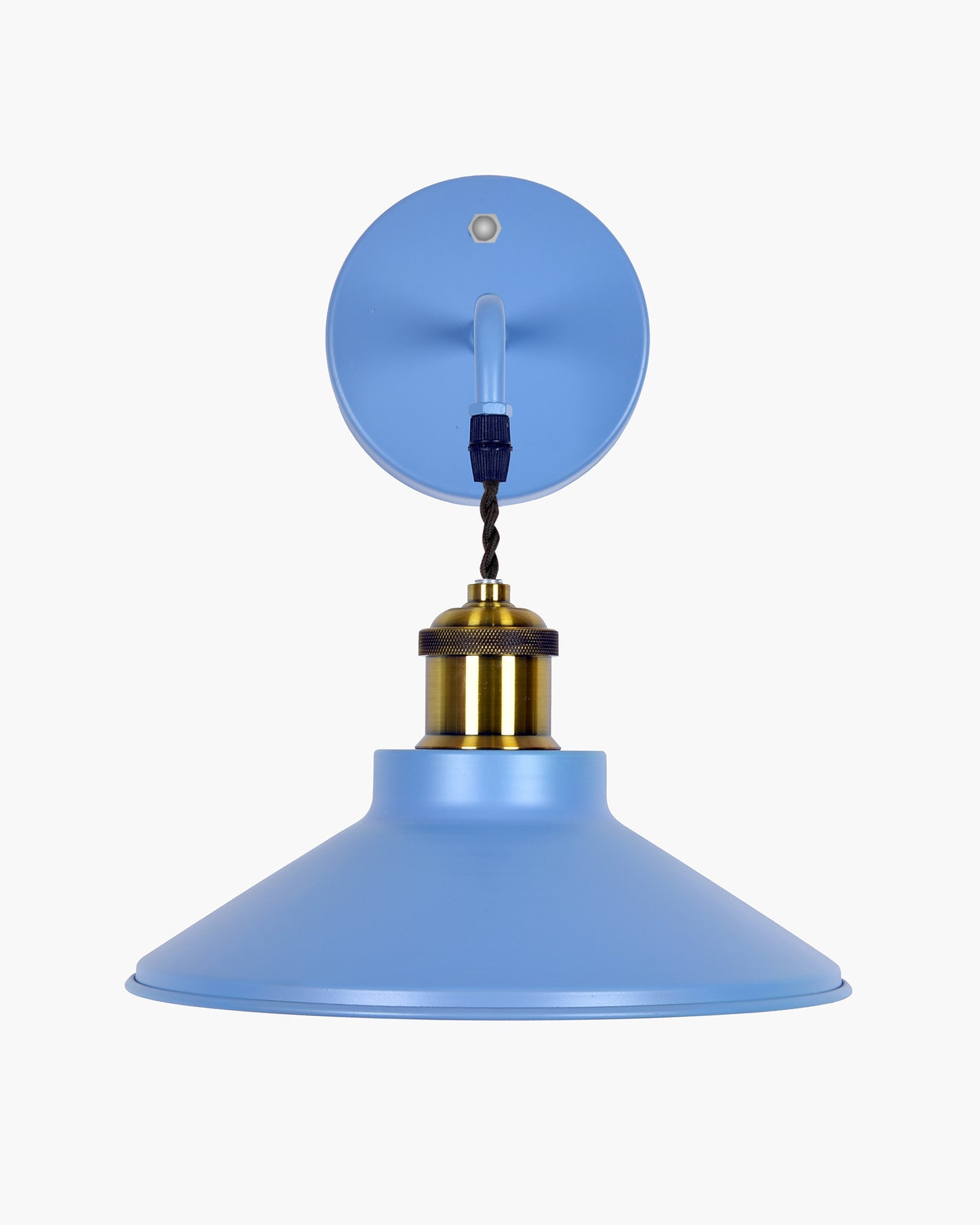 Modern Industrial Wall Sconce, Metal Cone Wall Light Fixture with Golden Holder, 1-Light Painted Wall Lamp for Bedroom, Living Room, Bathroom, Pink