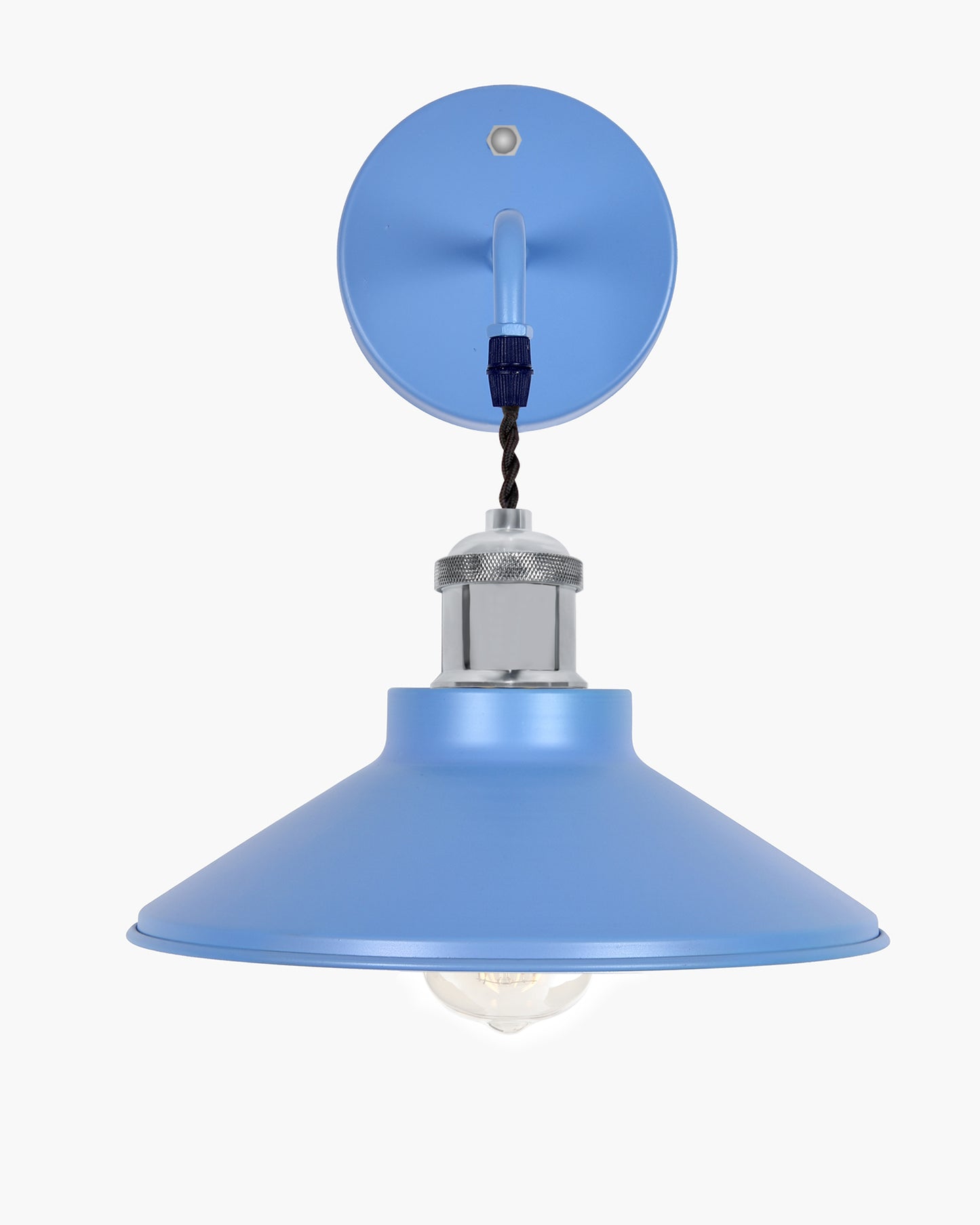 Modern Industrial Wall Sconce, Metal Cone Wall Light Fixture with Golden Holder, 1-Light Painted Wall Lamp for Bedroom, Living Room, Bathroom, Pink