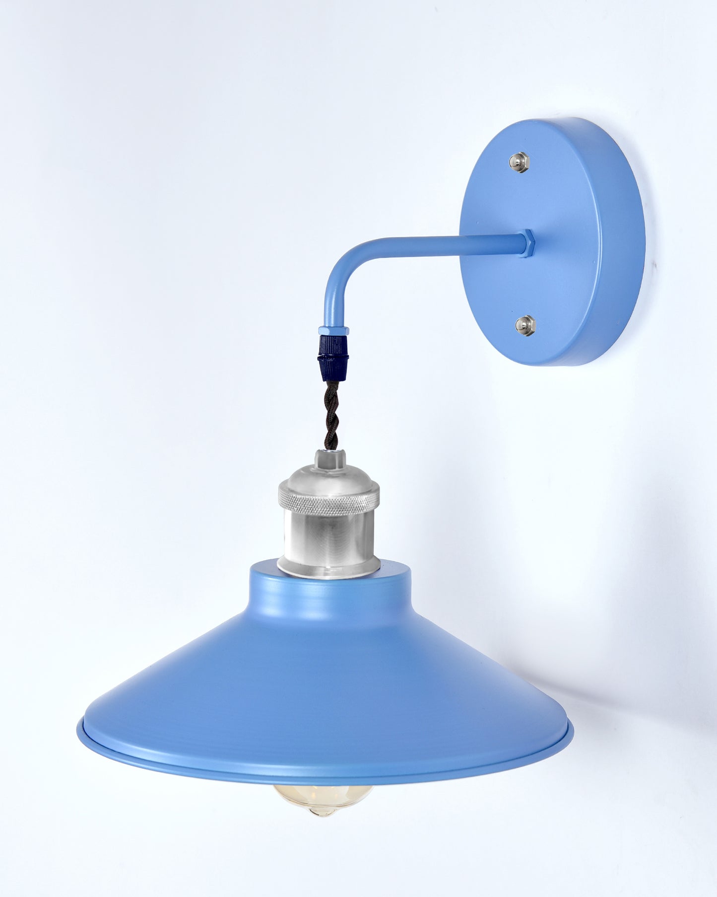 Modern Industrial Wall Sconce, Metal Cone Wall Light Fixture with Golden Holder, 1-Light Painted Wall Lamp for Bedroom, Living Room, Bathroom, Pink
