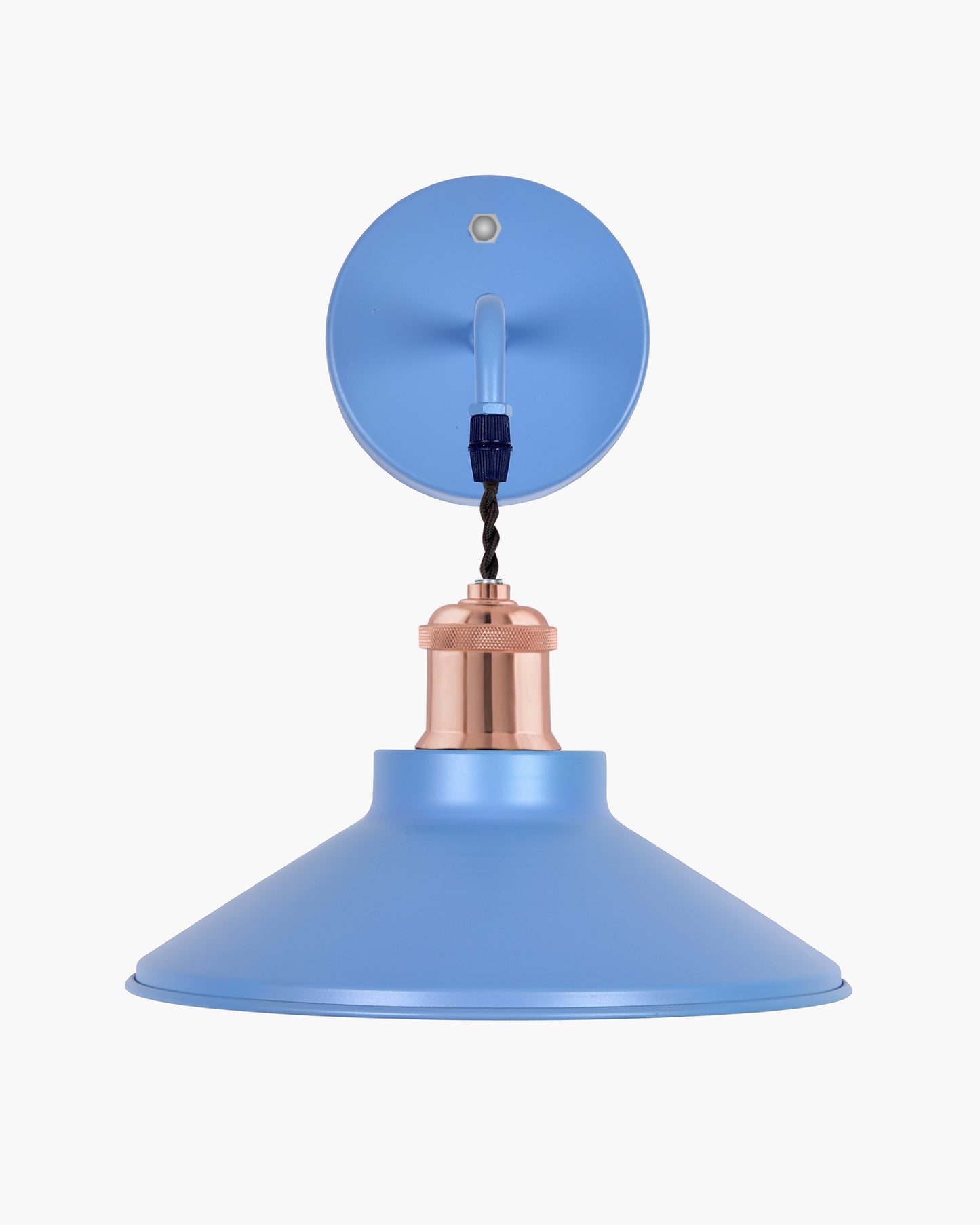 Modern Industrial Wall Sconce, Metal Cone Wall Light Fixture with Golden Holder, 1-Light Painted Wall Lamp for Bedroom, Living Room, Bathroom, Pink
